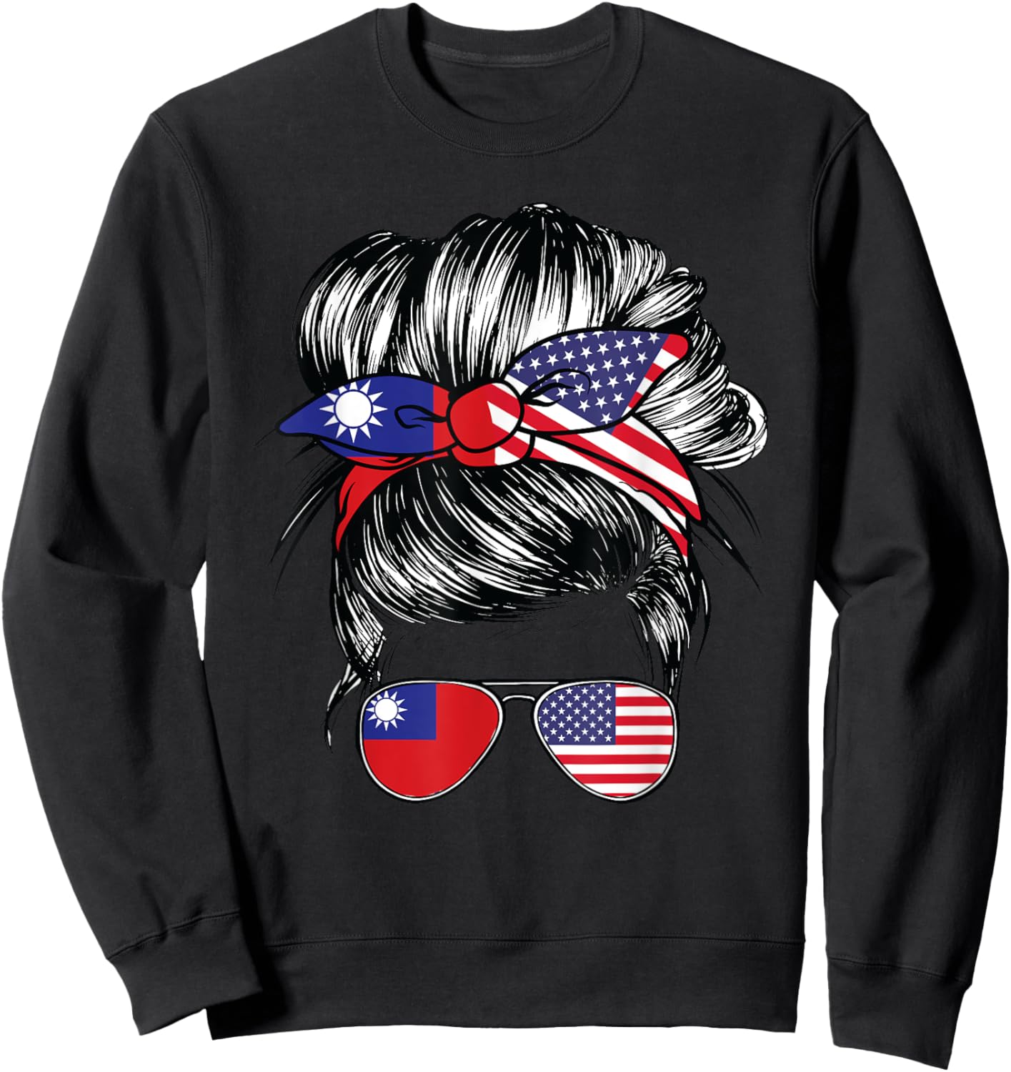 Taiwan Flag Taiwanese Women American USA Heritage Taiwan Sweatshirt - Sweatshirt | Black