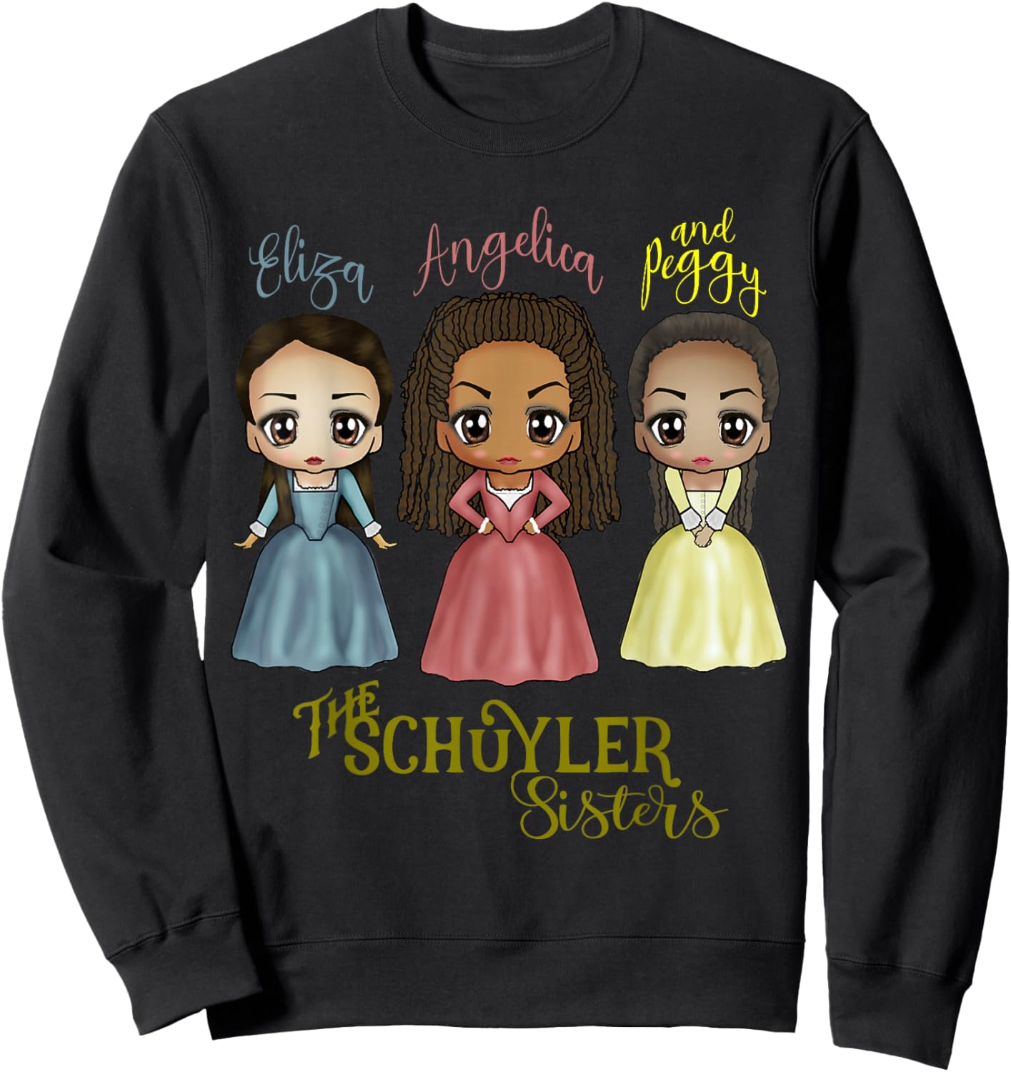 Schuyler Sisters - Kawaii Art by Mary Layton Sweatshirt - Sweatshirt | Black