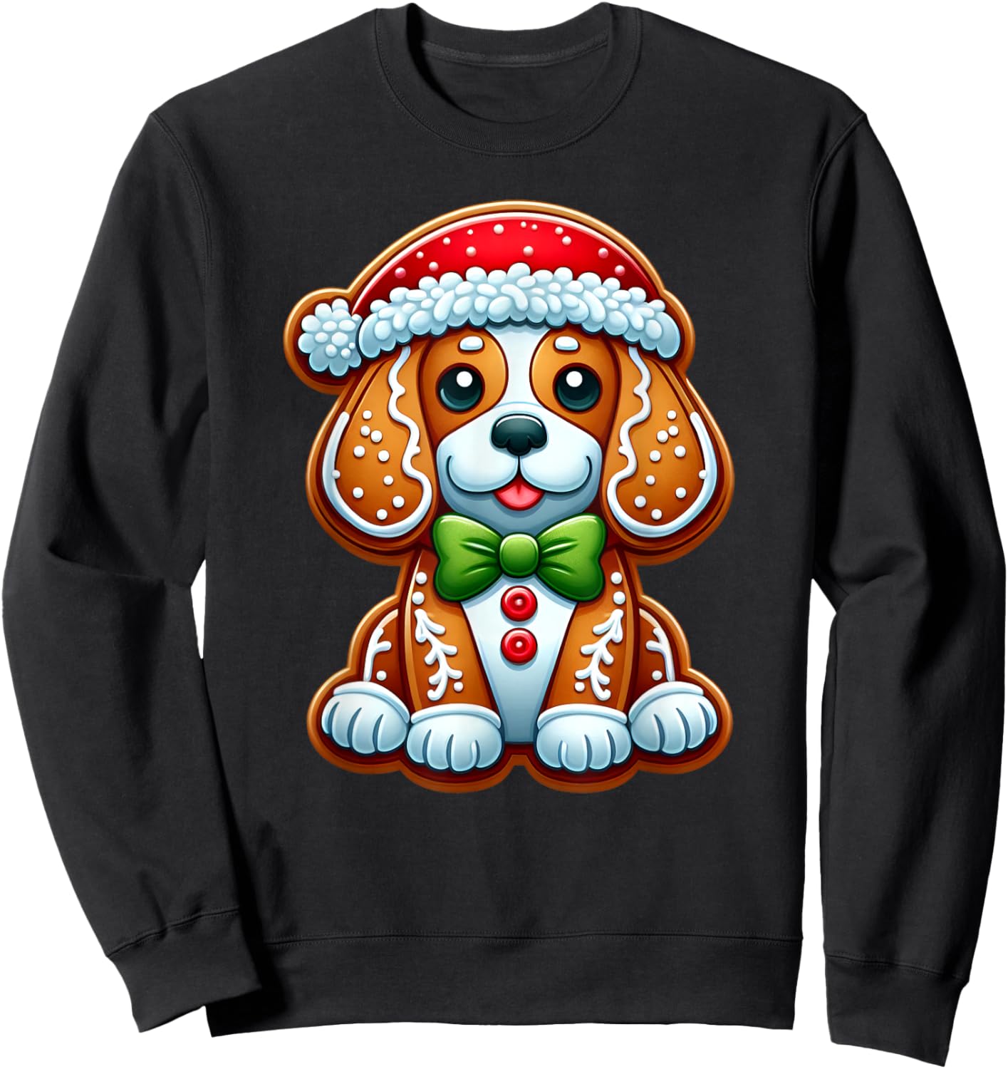 Funny Gingerbread Man Beagle Christmas Dog Kids Sweatshirt - Sweatshirt | Black