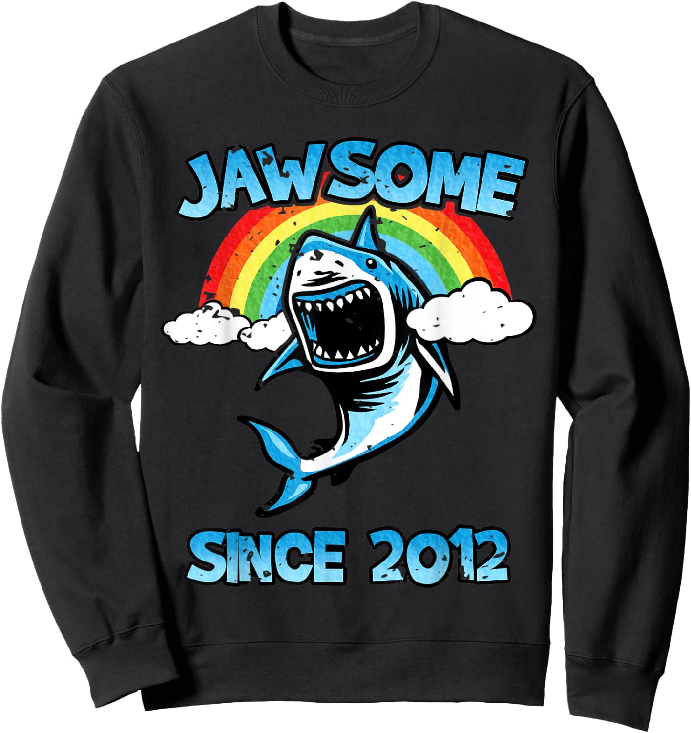 Jawsome Since 2012 Happy Shark 7 Birthday Gift Sweatshirt - Sweatshirt | Black
