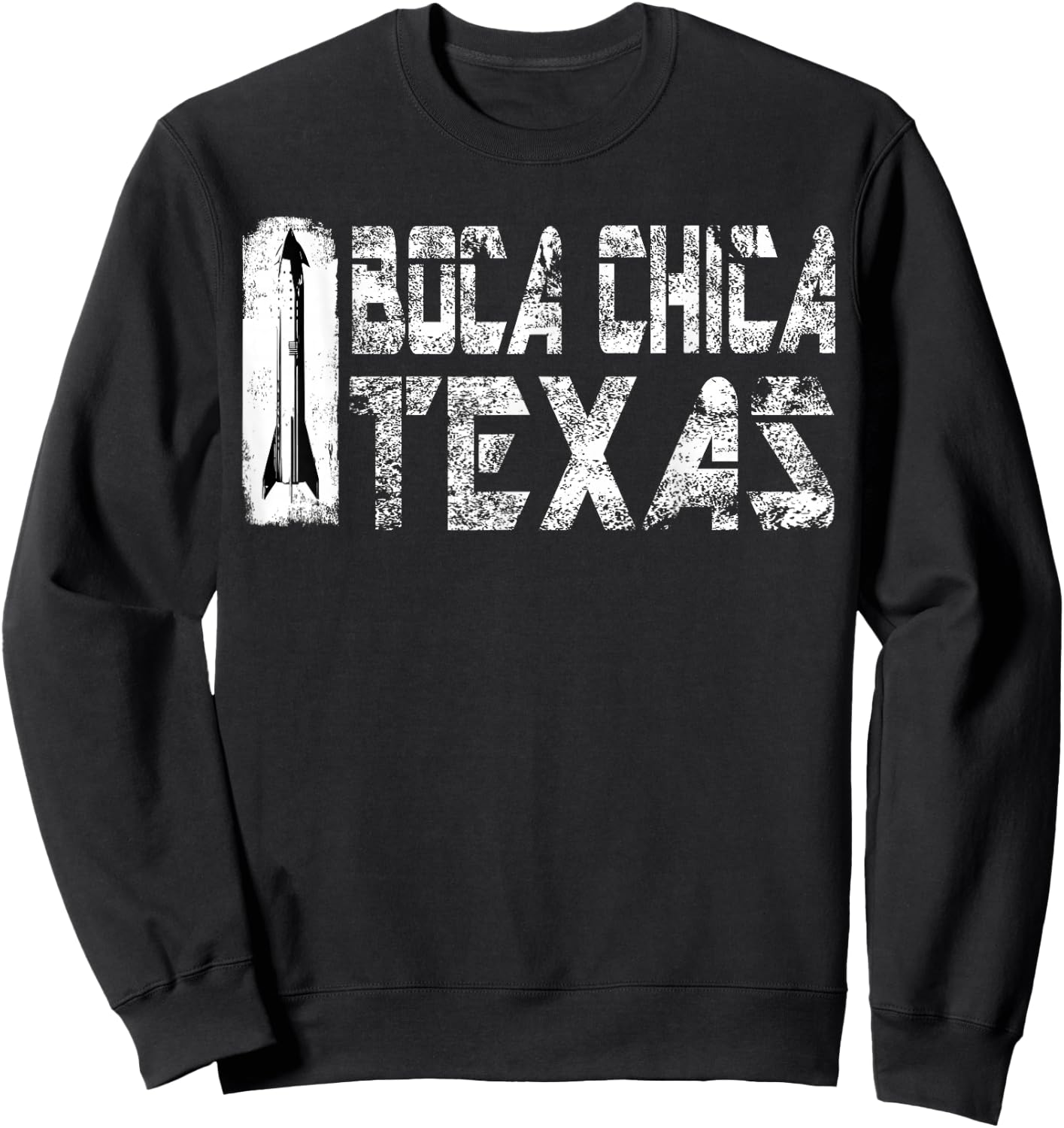 Boca Chica Texas Starship Retro White Sweatshirt - Sweatshirt | Black
