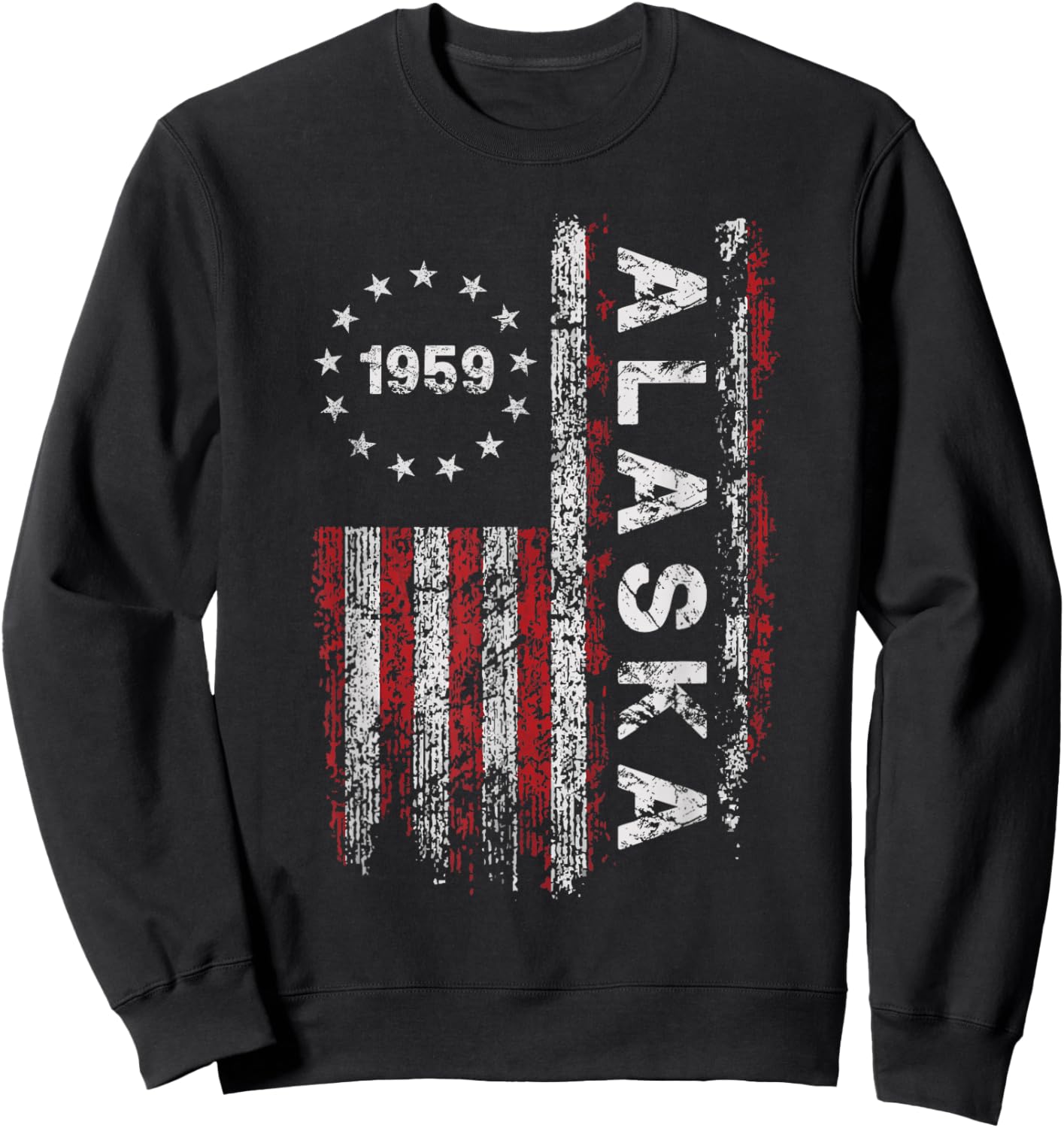 Alaska State US Flag Vintage Women Youth Sweatshirt - Sweatshirt | Black