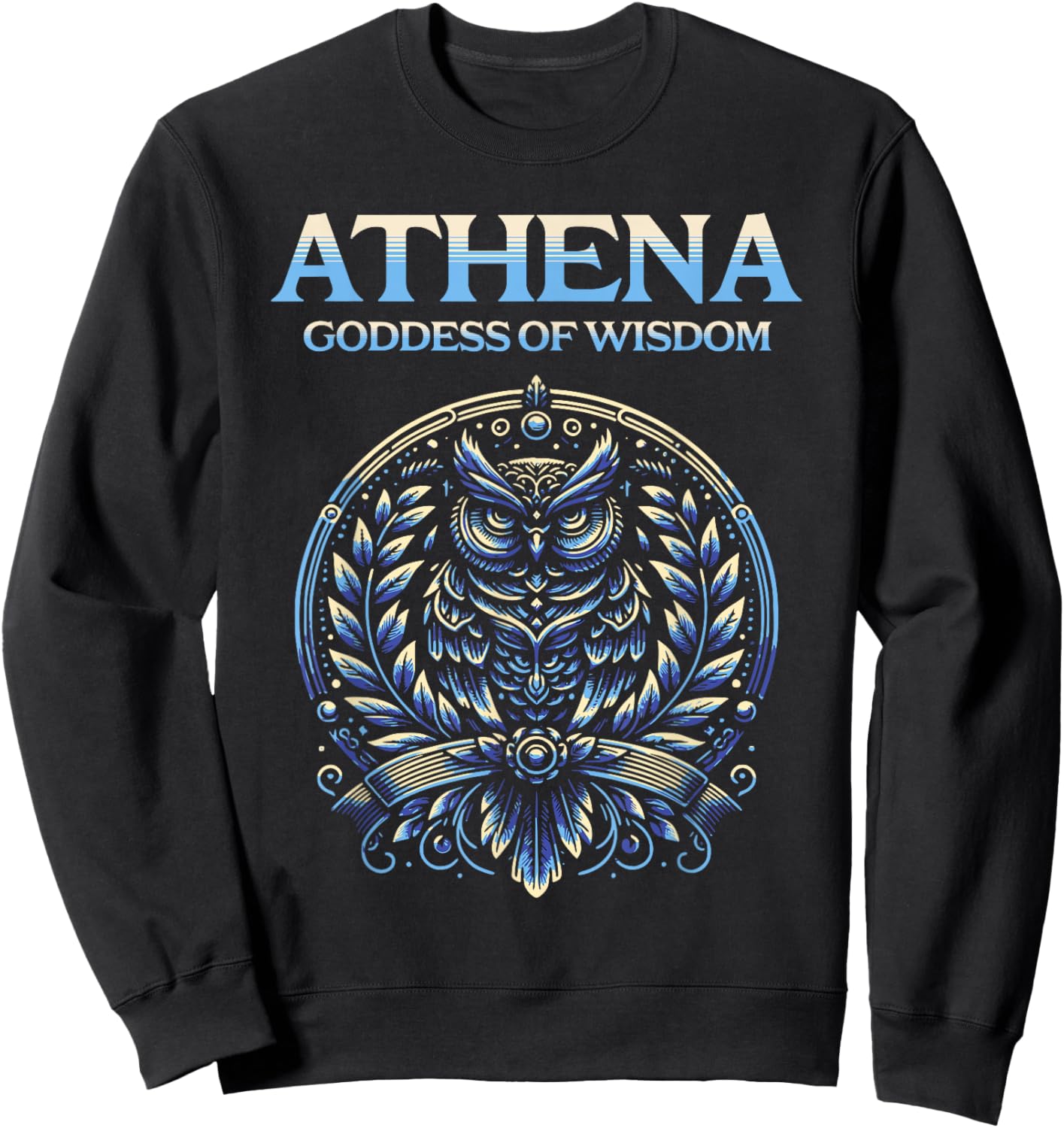 Athena Goddess of Wisdom Athenian Owl Sweatshirt - Sweatshirt | Black