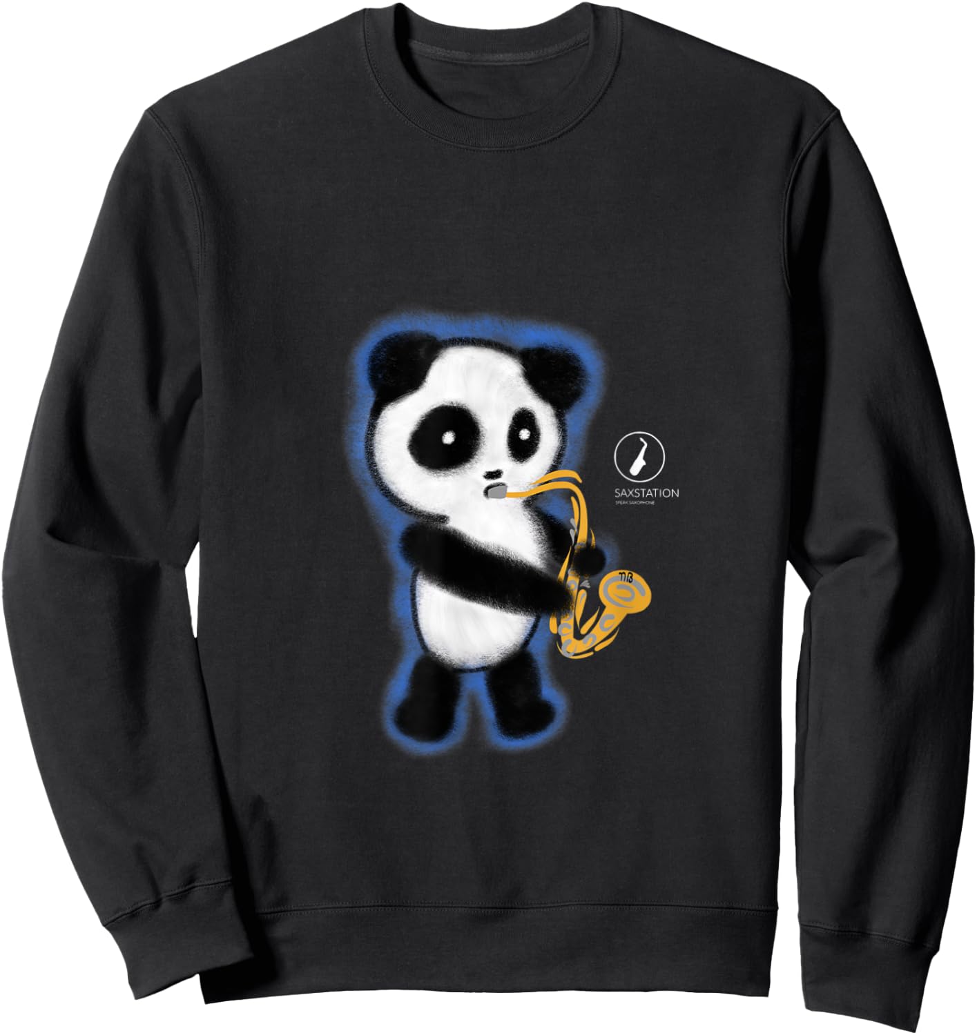 Panda Playing Saxophone Sweatshirt - Sweatshirt | Black