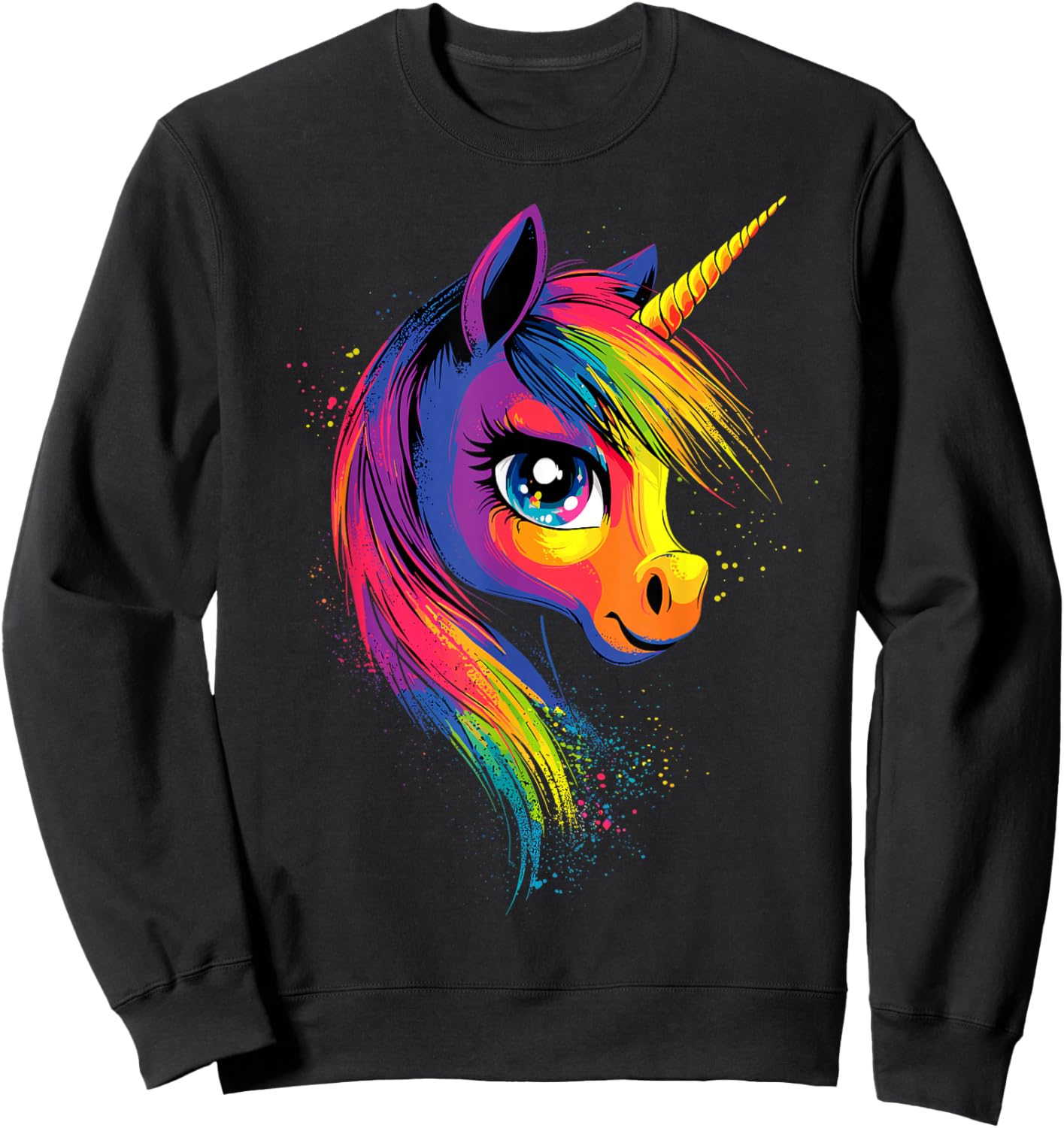 Einhorn Bunt Regenbogen Reiterin Pferde Reiten Einhörner Sweatshirt - Sweatshirt | Black