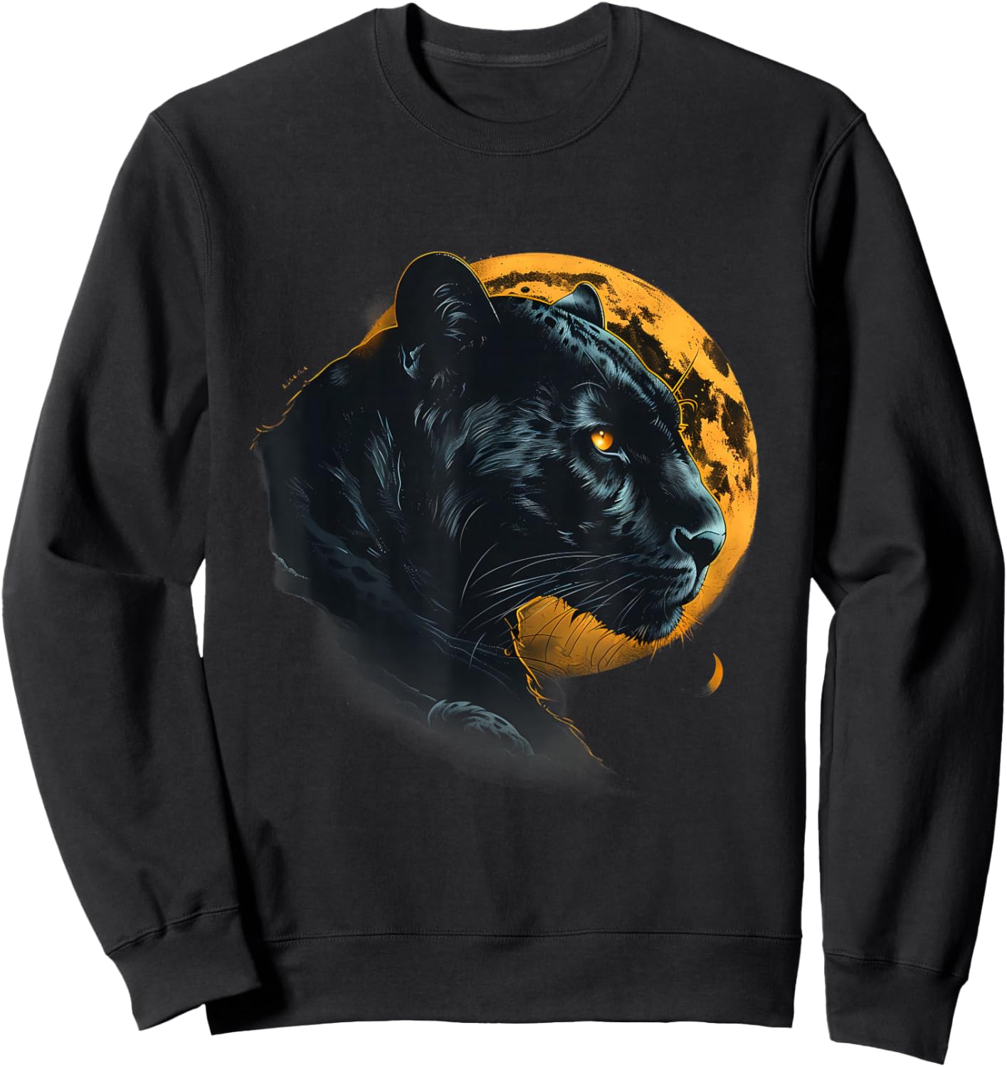 Panther Portrait Moon Panther Lover Tropical Animal Art Sweatshirt - Sweatshirt | Black