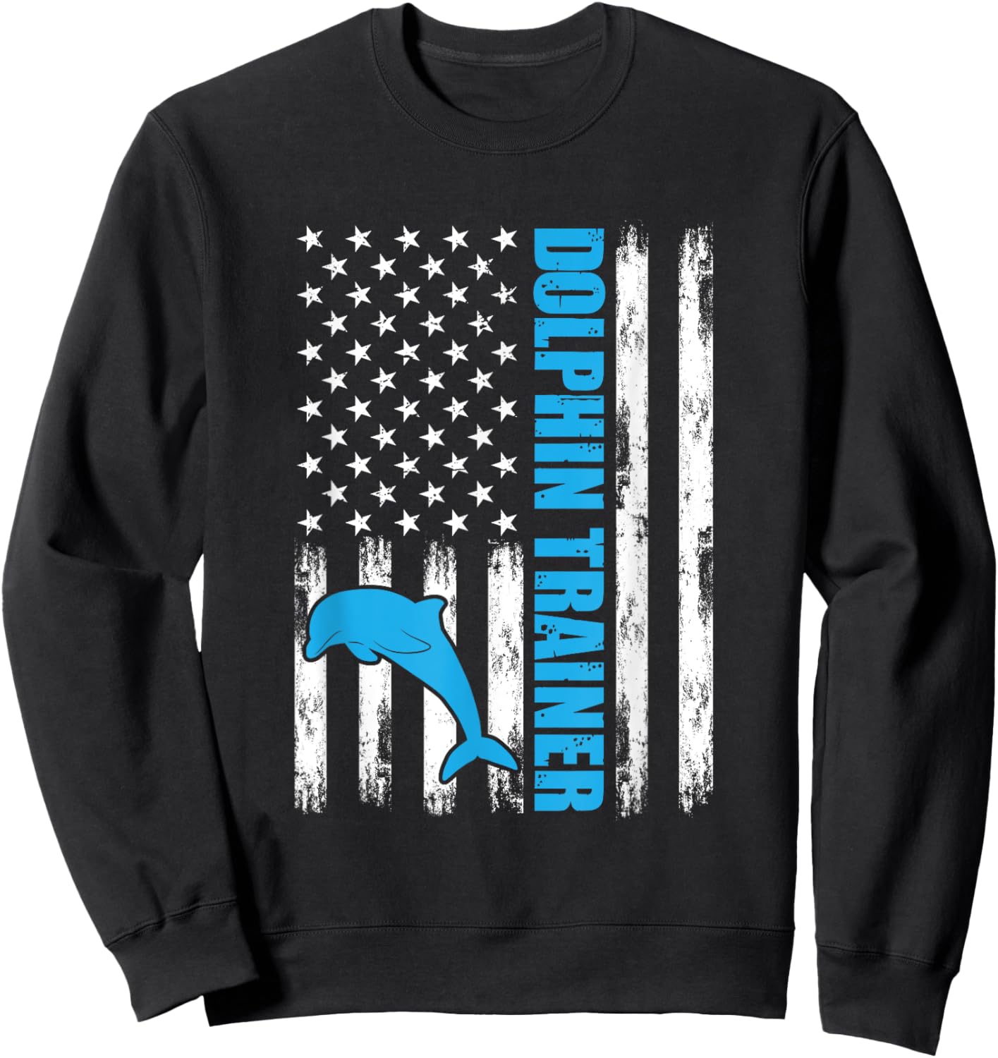 Dolphin American Flag Sea Ocean Animals Dolphin Trainer Sweatshirt - Sweatshirt | Black