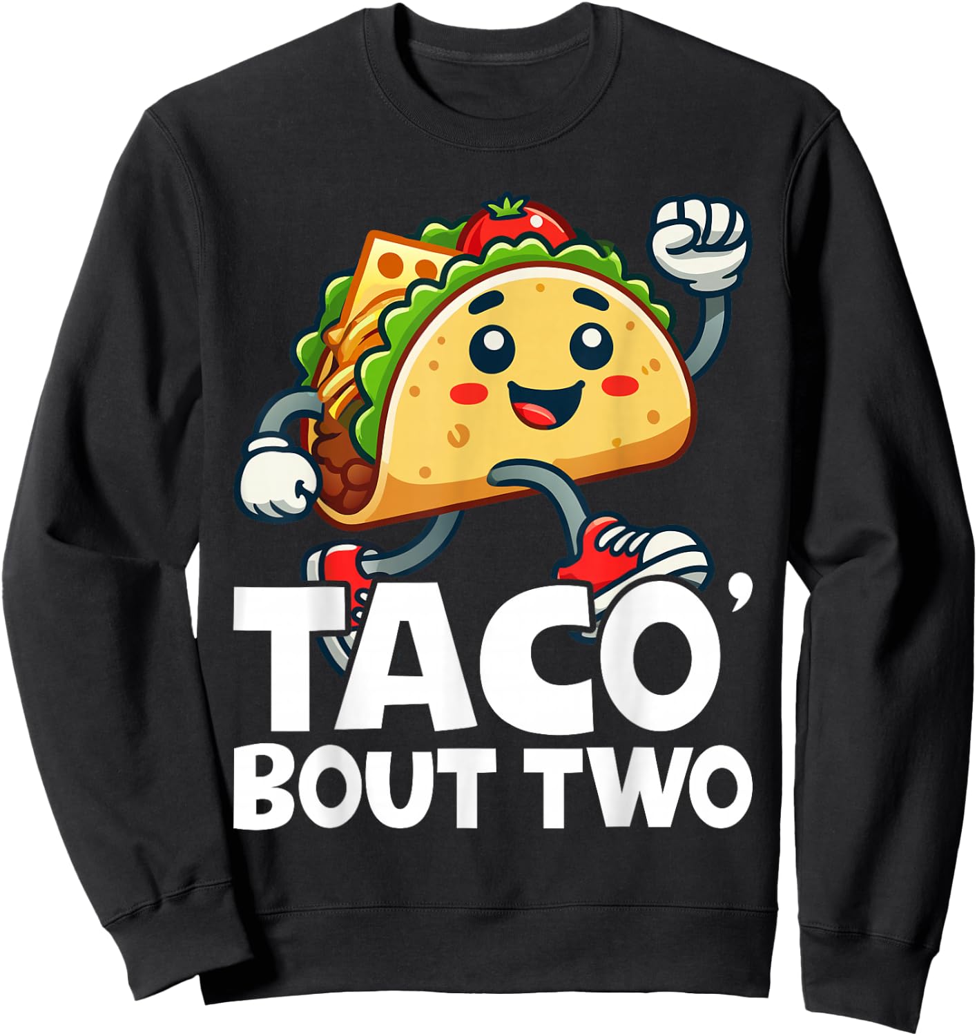 Taco Bout Two Mexican 2 year old Boy Girls Second Birthday Sweatshirt - Sweatshirt | Black
