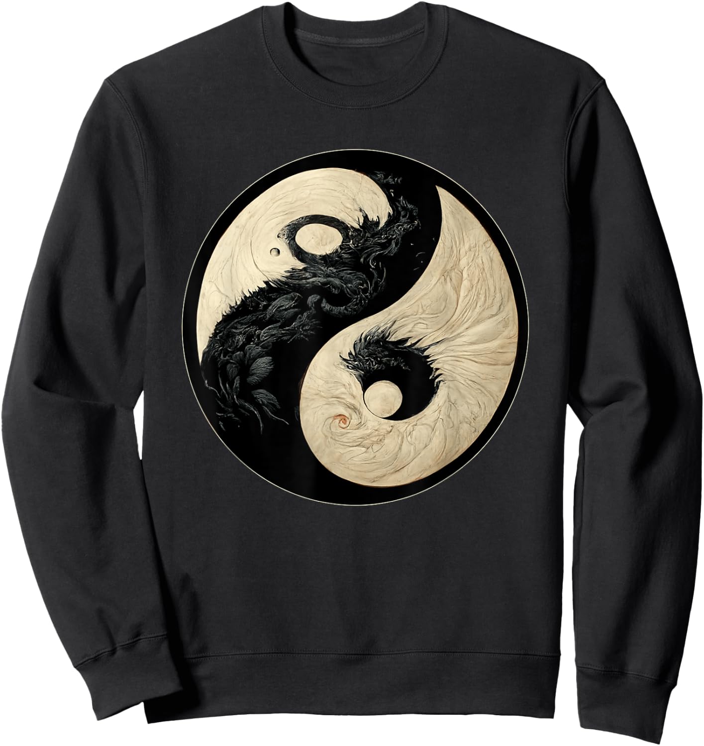 Traditional Black And White Chinese Dragon Kung Fu Yin Yang Sweatshirt - Sweatshirt | Black