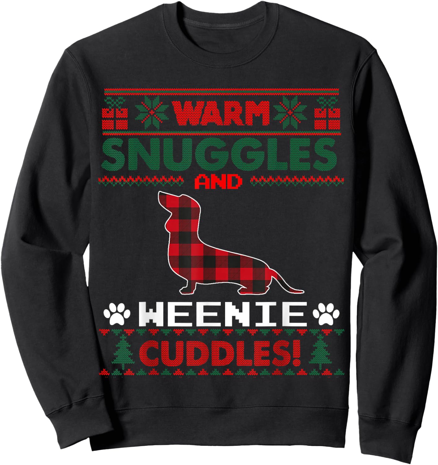 Weenie Christmas Pajama Shirt Weiner Ugly Christmas Sweater Men Women Kids Sweatshirt - Sweatshirt | Black