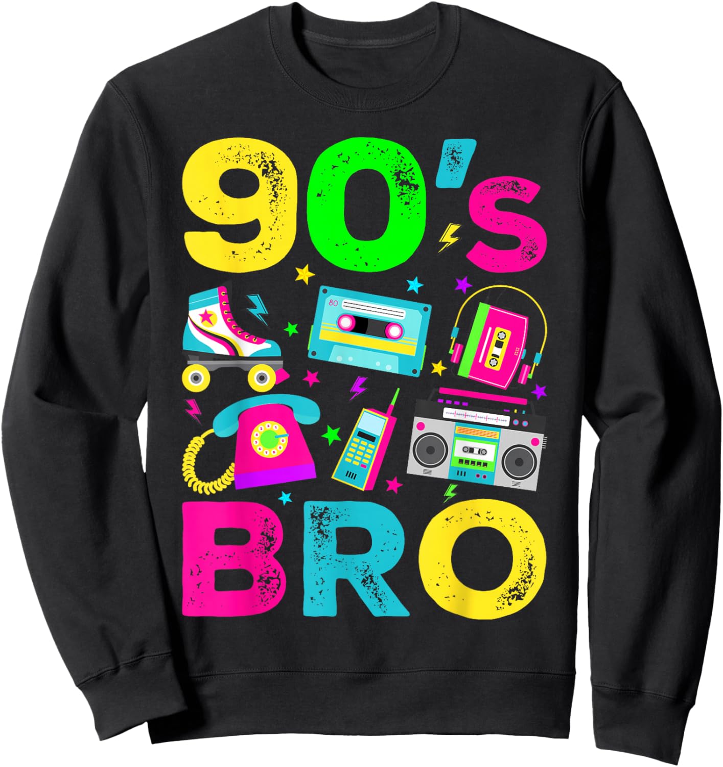 90s Bro 1990s Vintage Style Nineties Retro Party Sweatshirt - Sweatshirt | Black