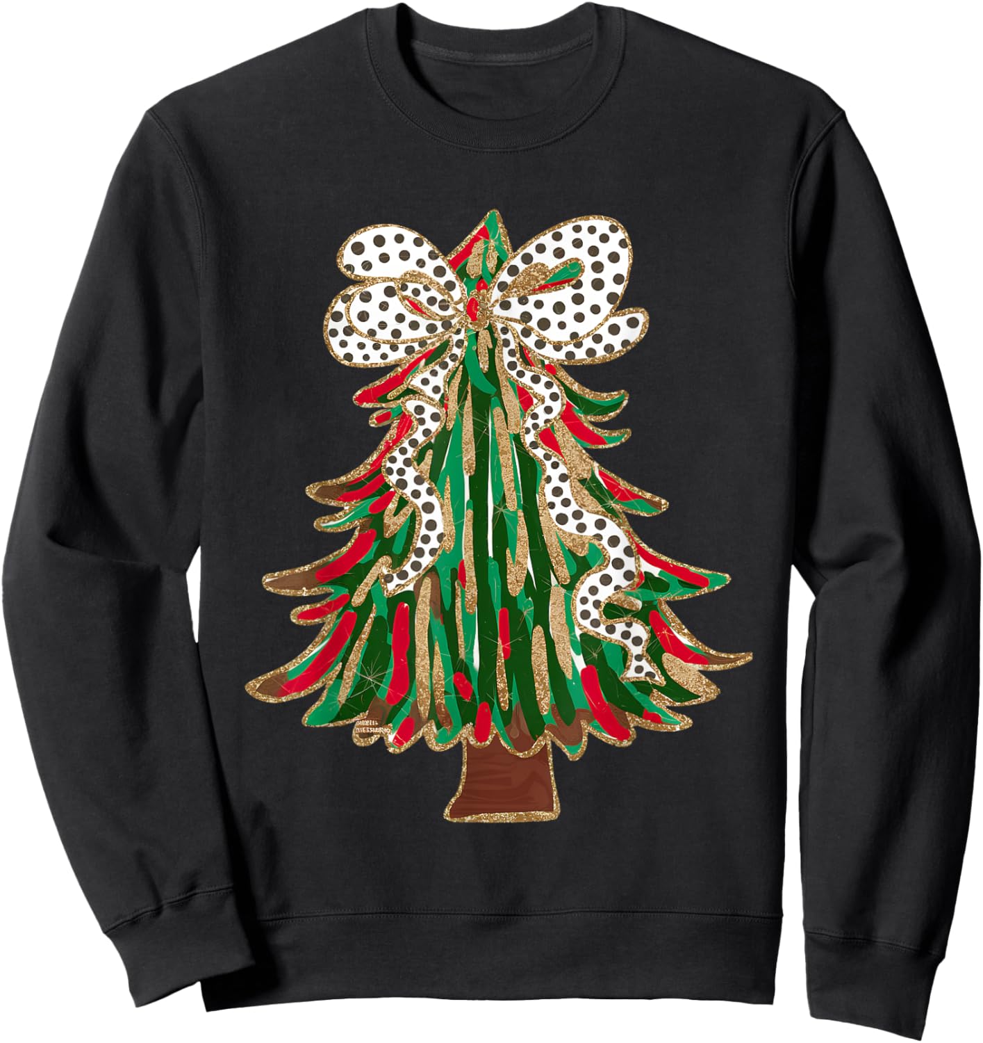 Funny Christmas Outfit Women Kids Christmas Tree Coquette Bow Xmas Pajamas Teens Girls Sweatshirt - Sweatshirt | Black