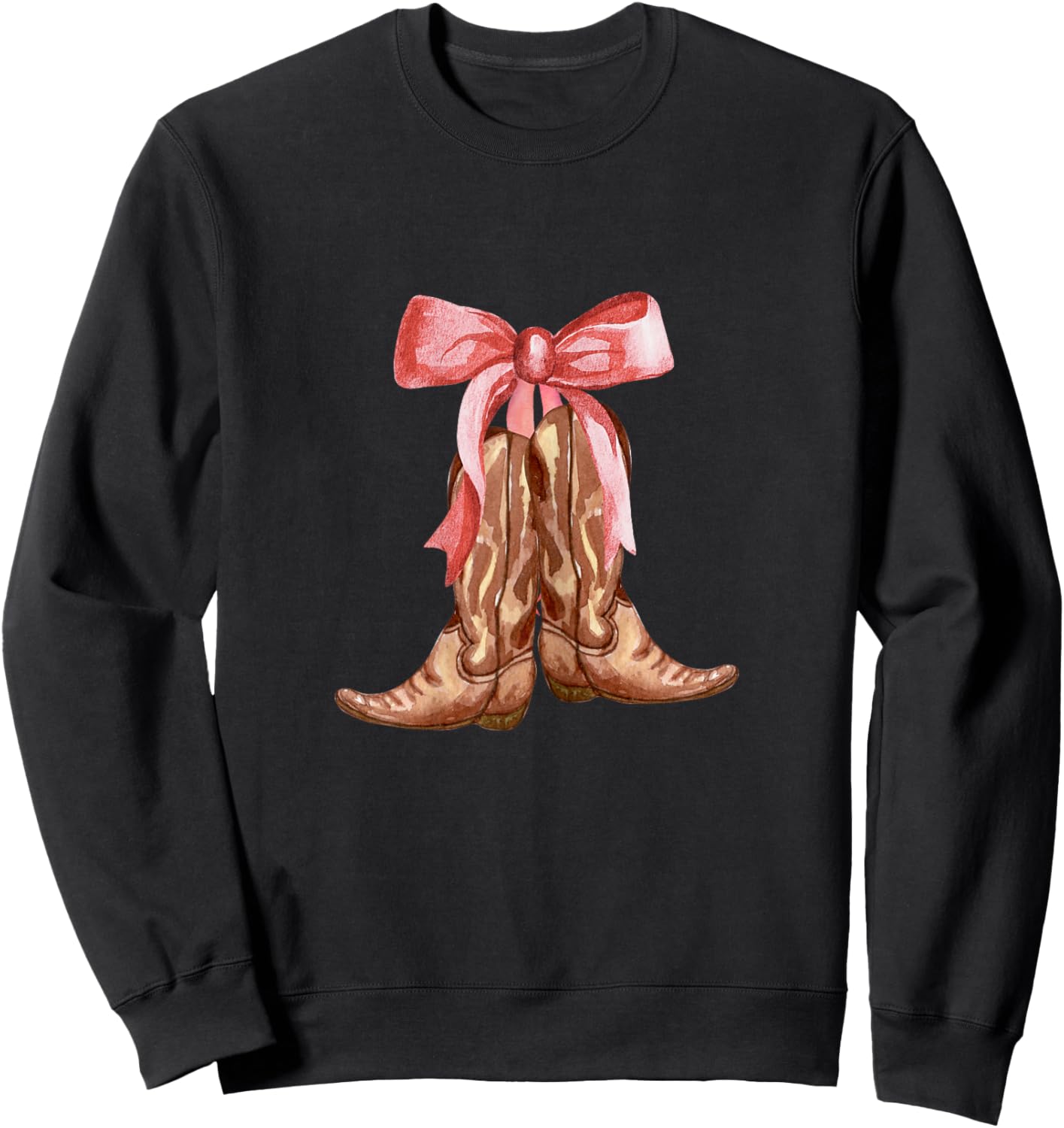 Cowgirl Boots Country Cute Preppy Girls Toddler Kids Women Sweatshirt - Sweatshirt | Black