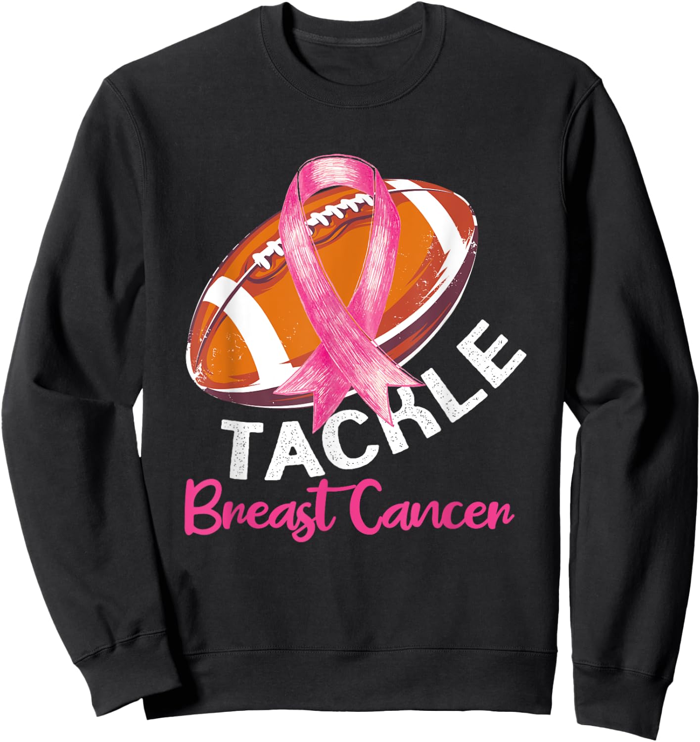 Football Breast Cancer Awareness Shirt for Husbands Men Dad Sweatshirt - Sweatshirt | Black