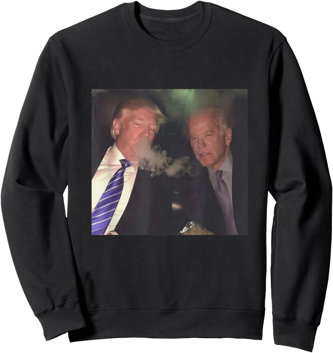 Funny Trump and Biden Smoking Sweatshirt - Sweatshirt | Black