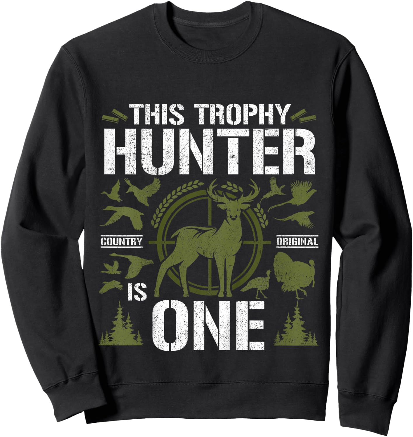 1 Year Old Hunting Birthday Party Duck Deer Hunter 1st Gift Sweatshirt - Sweatshirt | Black