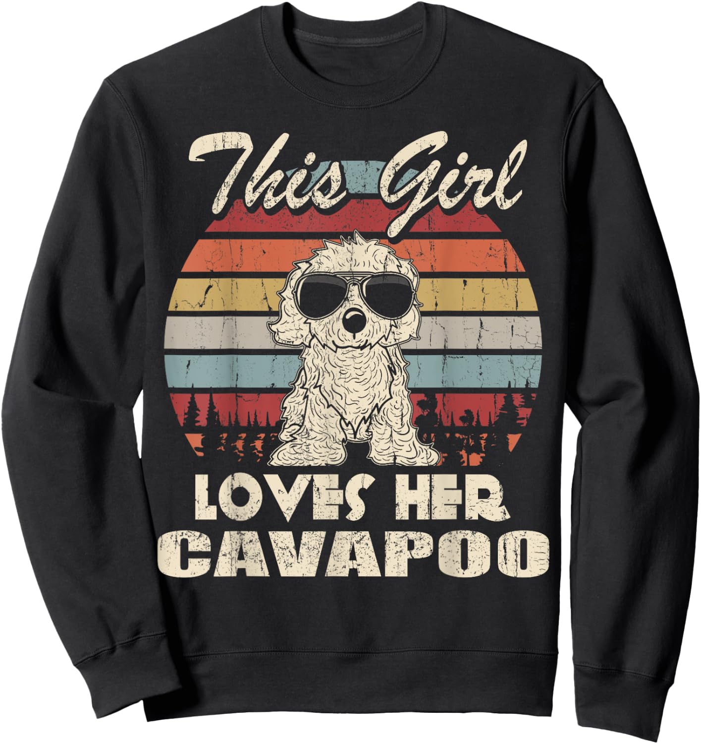 Cavapoo Girl Cool Vintage Retro for Dog Mom Sweatshirt - Sweatshirt | Black