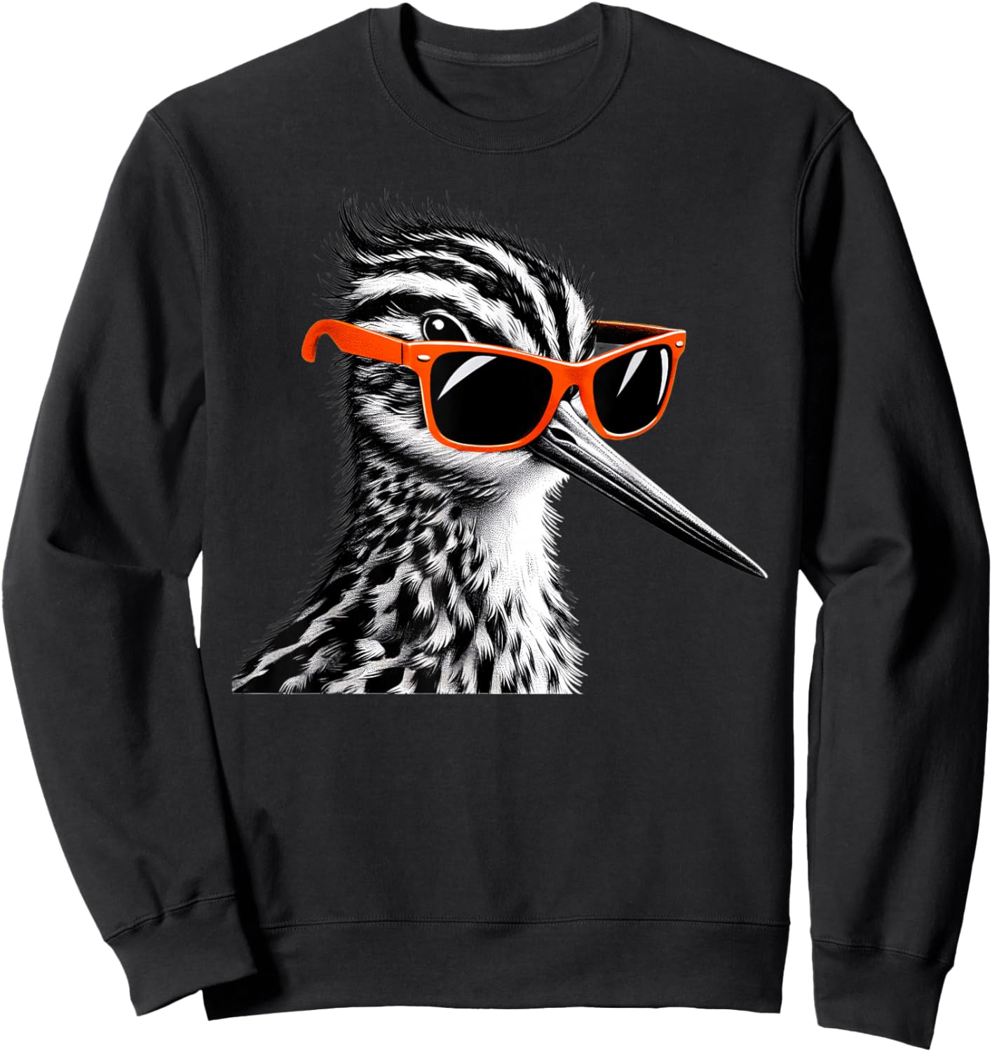 Cool Snipe Bird Wearing Sunglasses Graphic Art Sweatshirt - Sweatshirt | Black