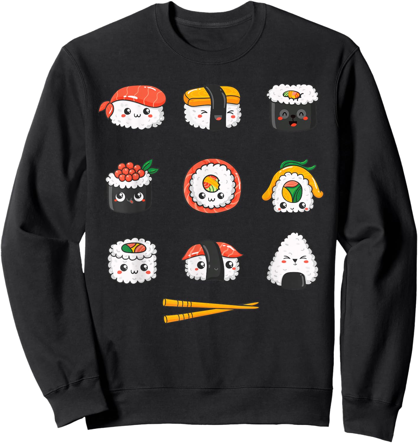 Assorted Sushi Rice Japanese Food Kawaii Otaku Sweatshirt - Sweatshirt | Black