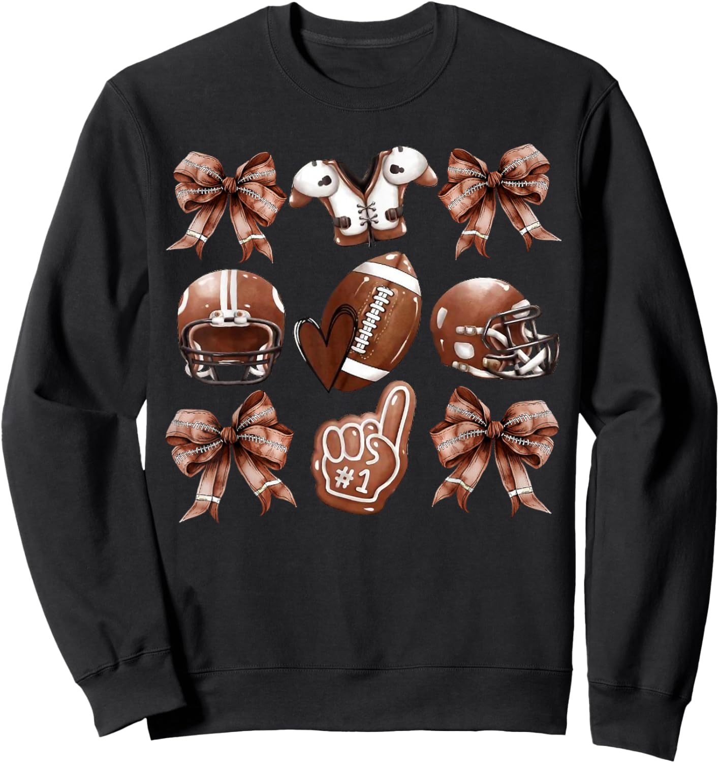 Coquette Bow Football Player American Football Season Funny Sweatshirt - Sweatshirt | Black