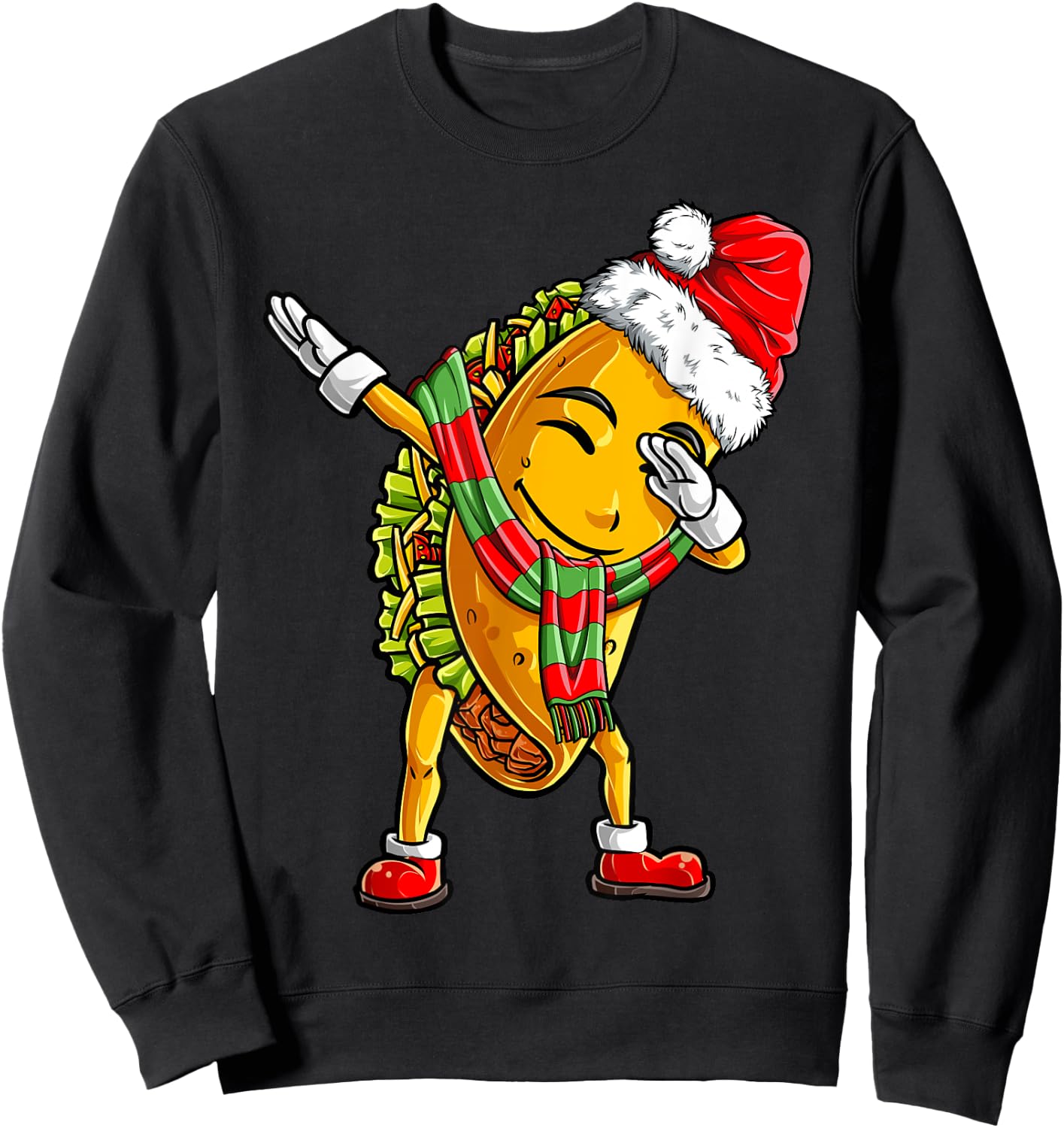 Dabbing Taco Santa Christmas Kids Boys Men Dab Xmas Gifts Sweatshirt - Sweatshirt | Black