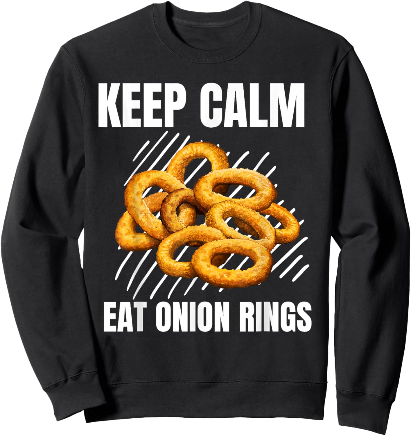 Keep Calm Eat Onion Rings Vintage Grunge Onion Rings Lover Sweatshirt - Sweatshirt | Black