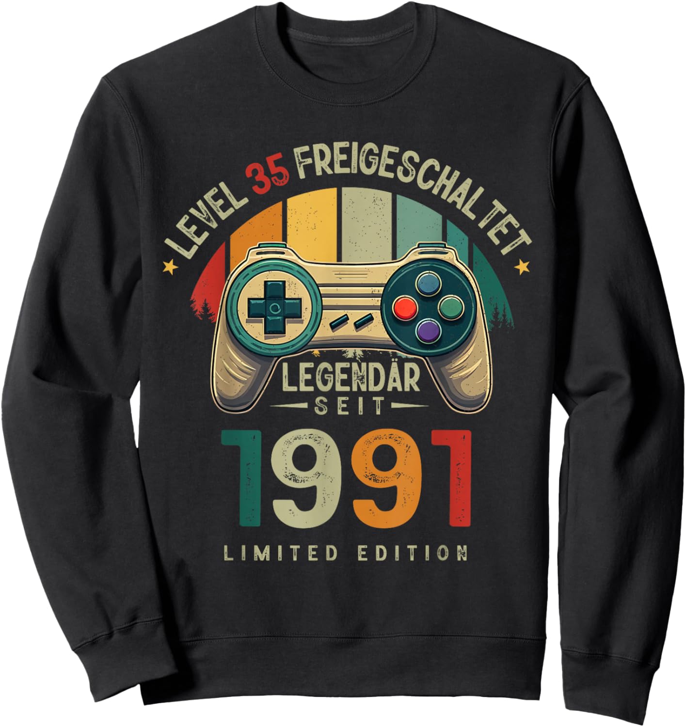 Level 35 Geburtstag Junge Gamer Mann Deko Jahrgang 1991 Sweatshirt - Sweatshirt | Black
