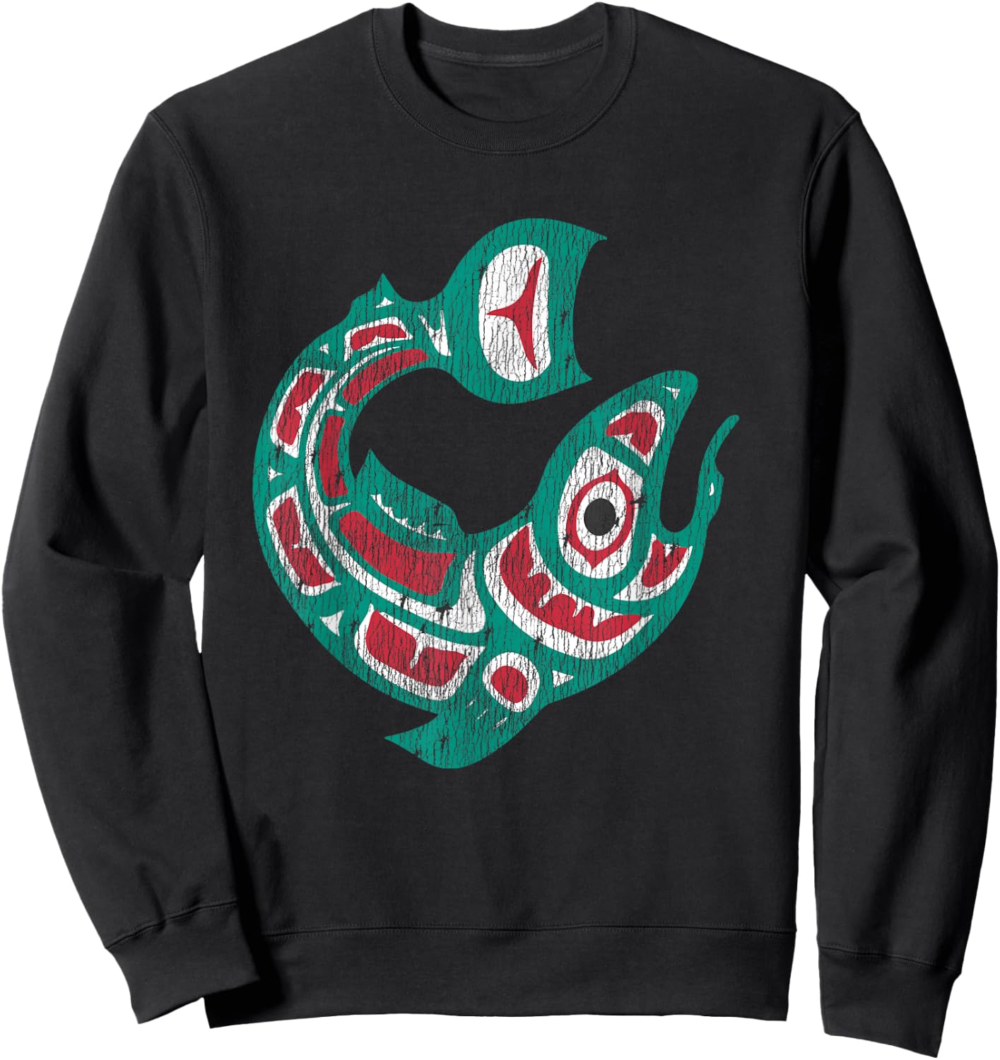 Native American Indian Salmon Fish Totem Pacific Northwest Sweatshirt - Sweatshirt | Black