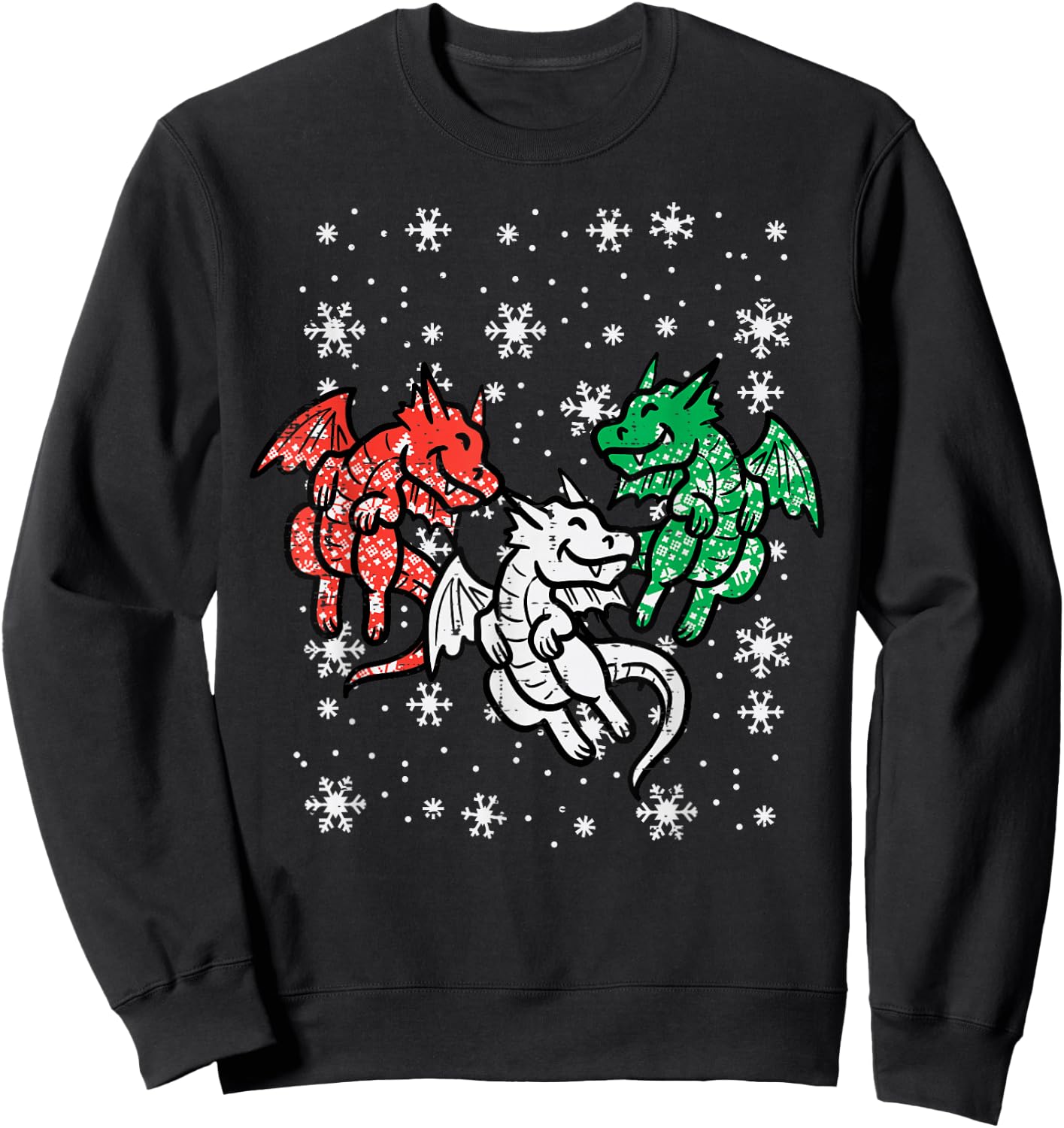 Christmas Dragons Funny Mythical Animal Men Women Kids Sweatshirt - Sweatshirt | Black