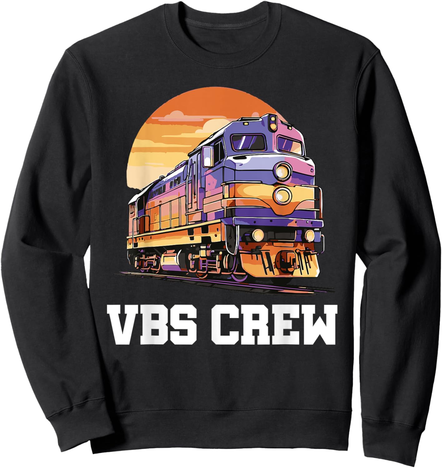 I Love VBS 2025 Vacation Bible School Railroad VBS Crew Sweatshirt - Sweatshirt | Black