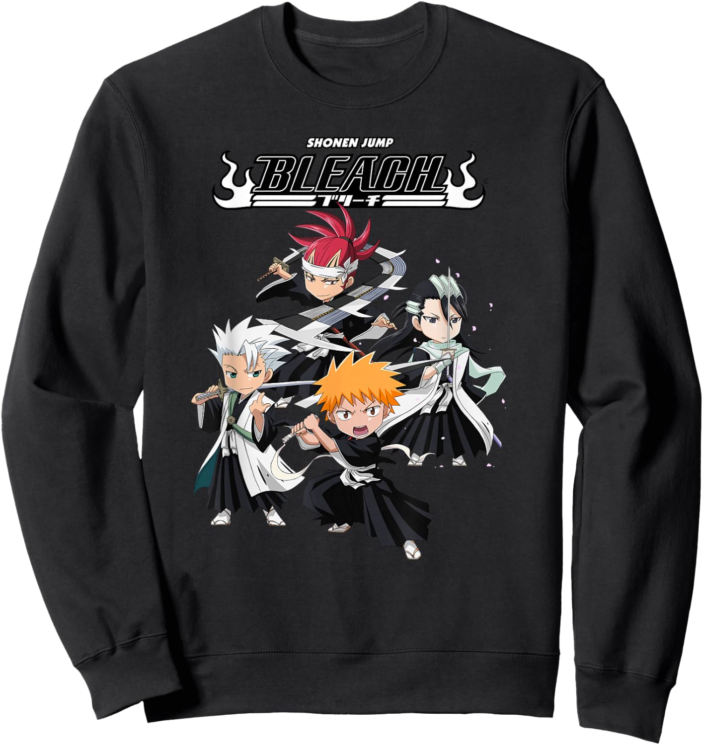 Bleach Super Group Chibi Fight Pose Anime Sweatshirt - Sweatshirt | Black