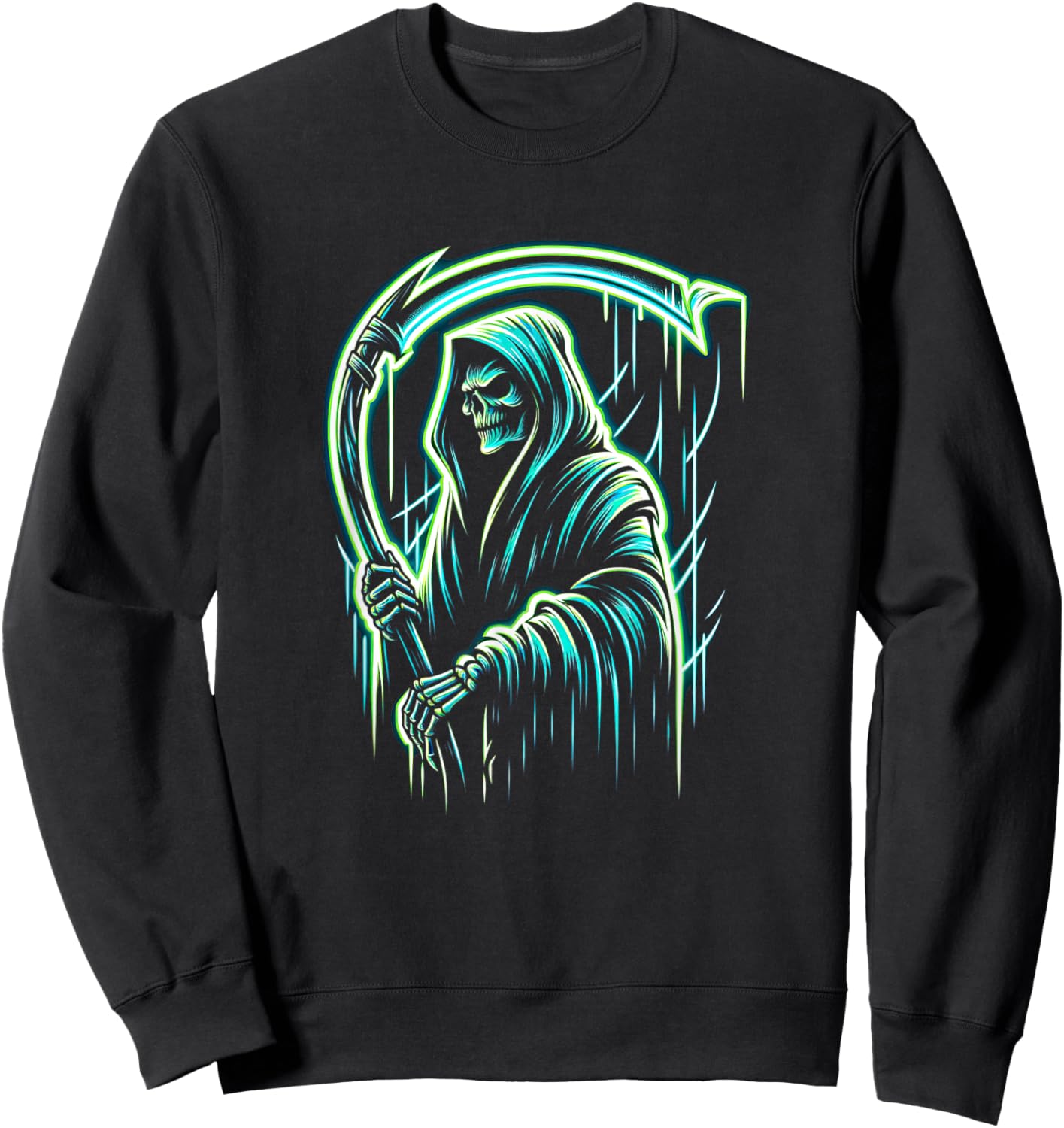 Grim Reaper Skeleton Skull Cool Halloween Heavy Metal Music Sweatshirt - Sweatshirt | Black