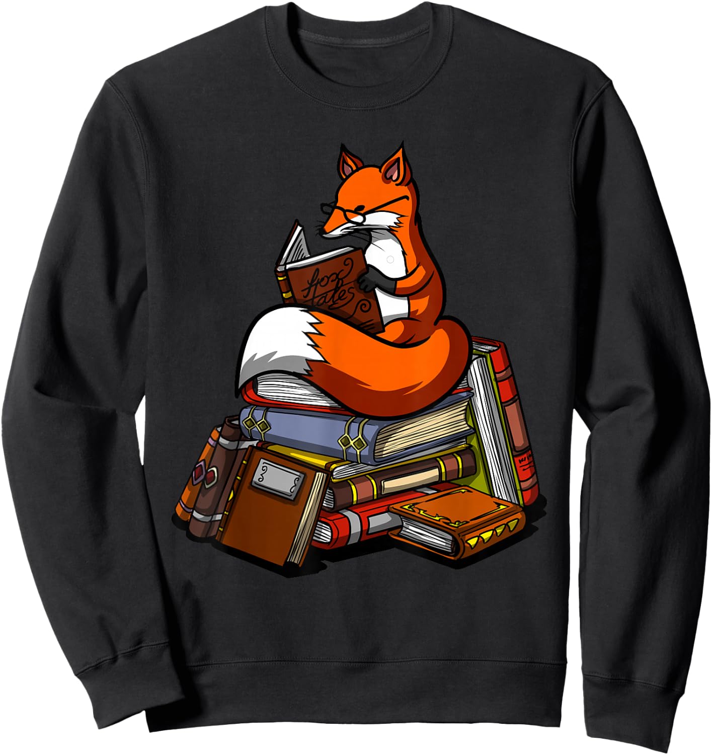Fox Book Reading Books Nerd Library Reader Geek Librarian Sweatshirt - Sweatshirt | Black
