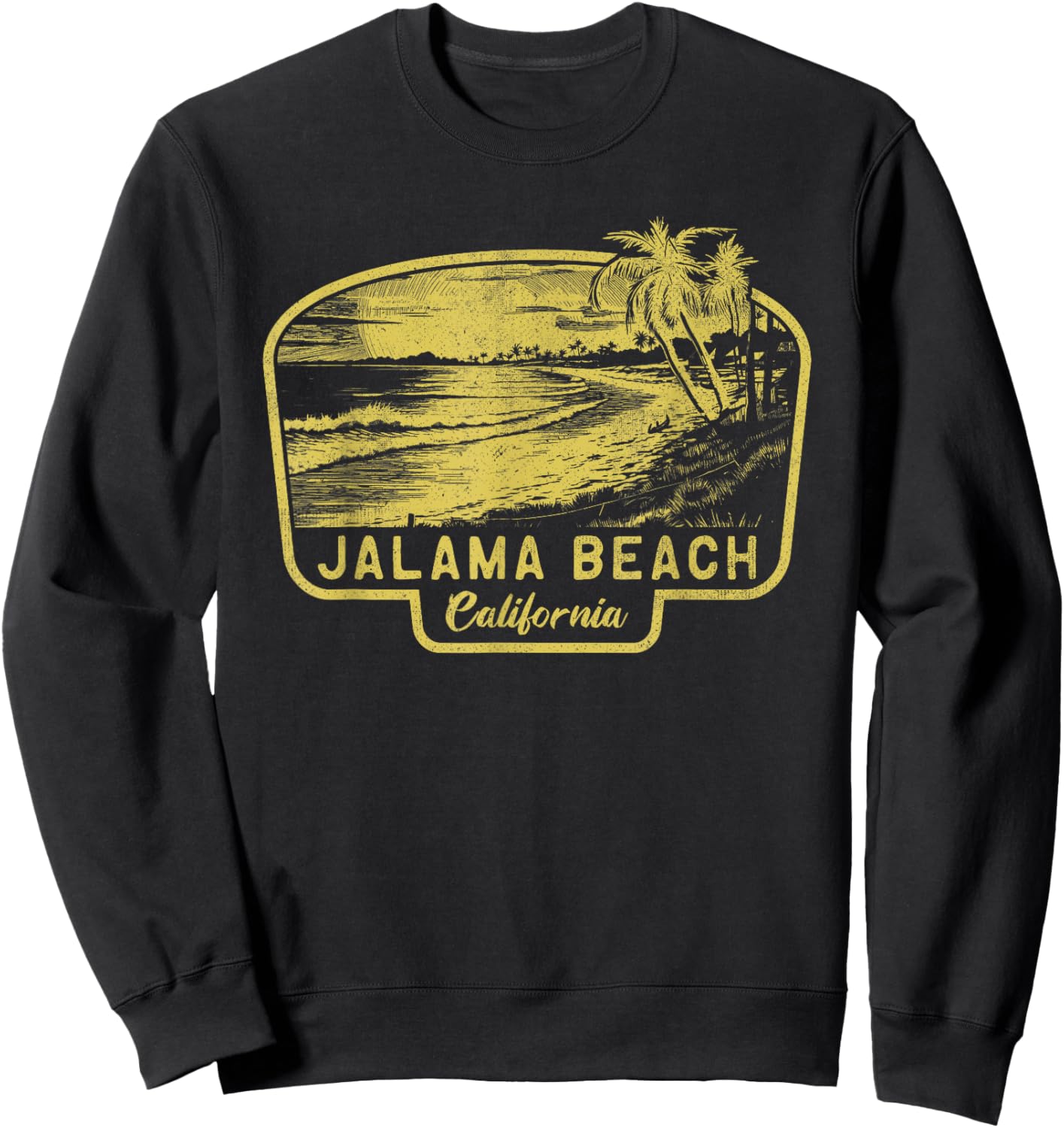 Jalama Beach California Beach Surf Vintage Blue Men Women Sweatshirt - Sweatshirt | Black