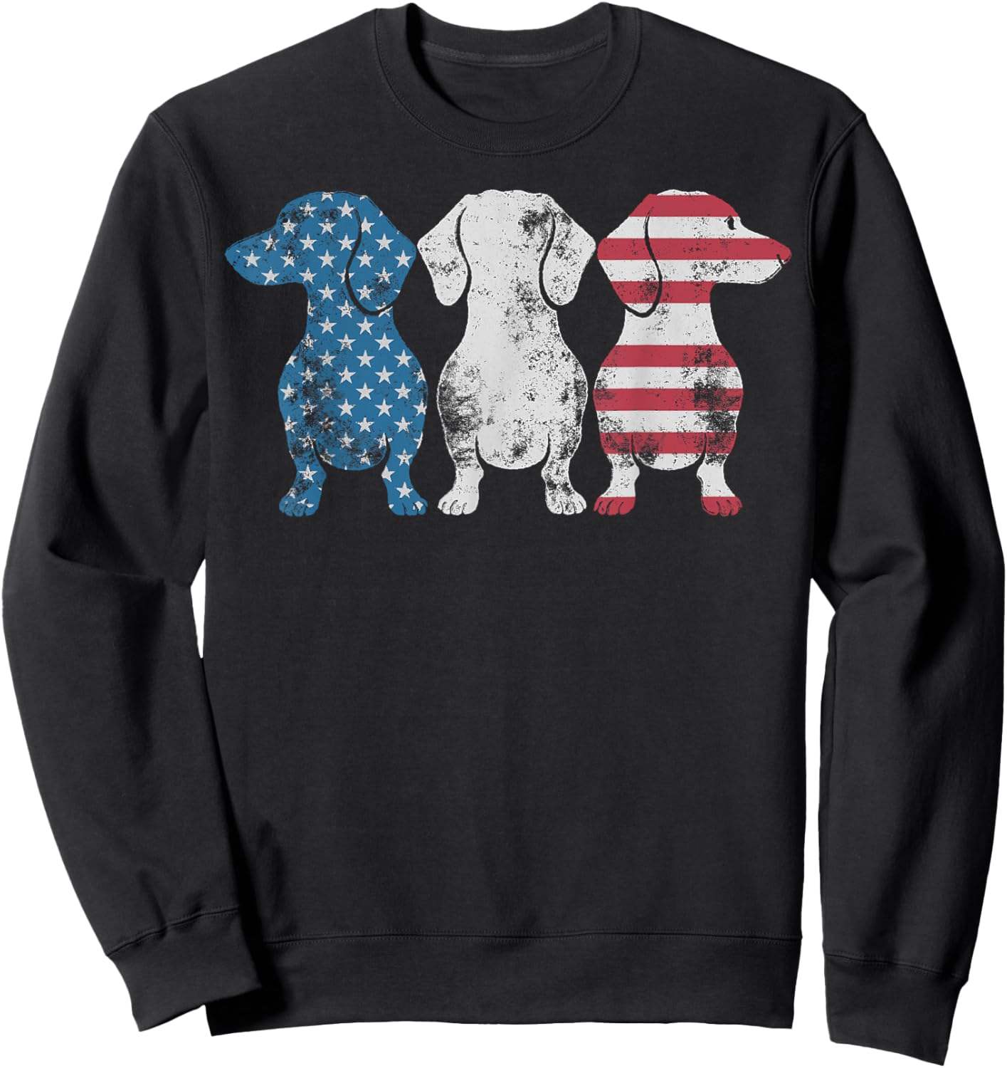 Patriotic Dachshund Dog USA Flag Sunglasses 4th of July Sweatshirt - Sweatshirt | Black