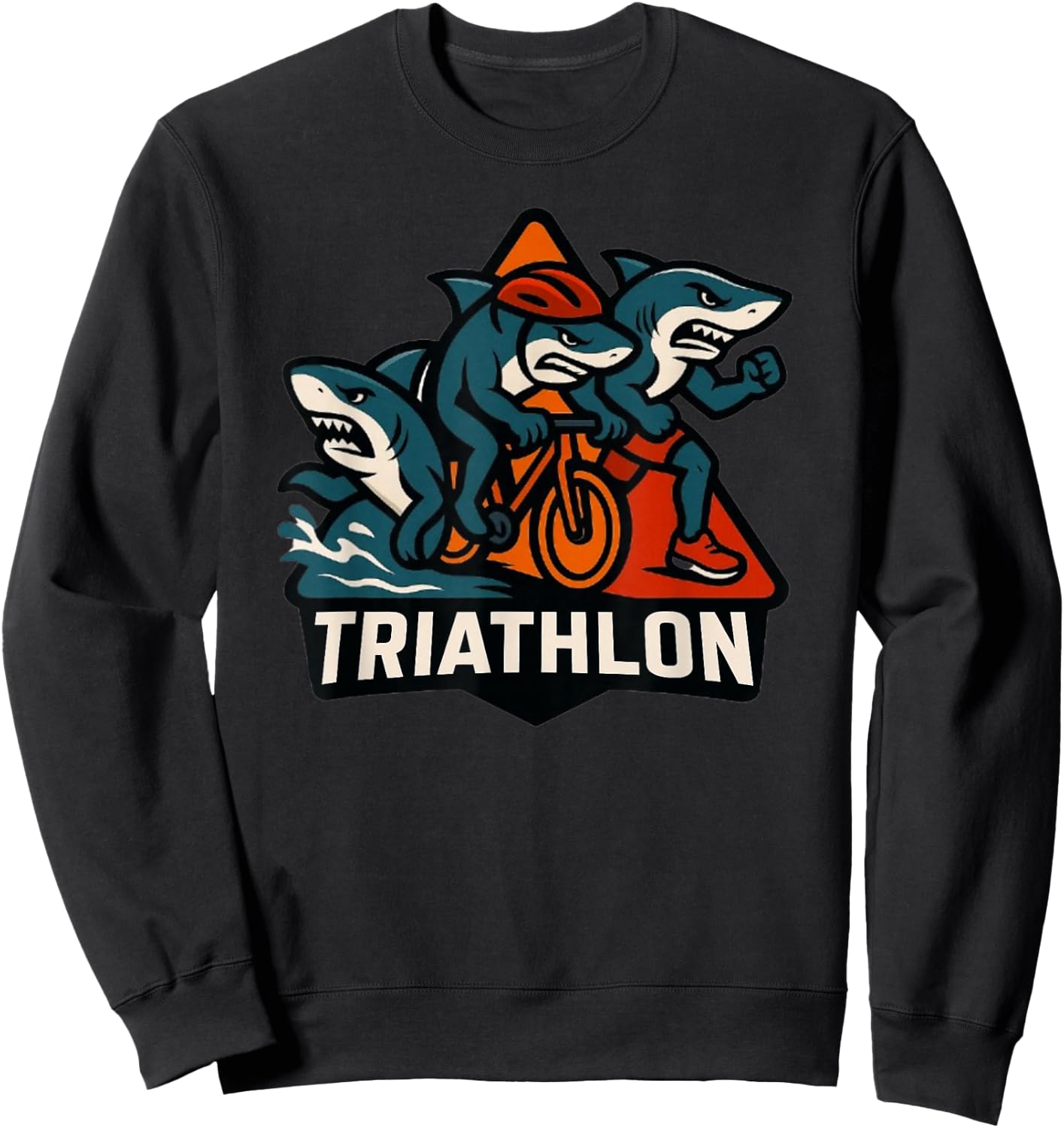 Triathlon Shark Triathlete Funny Sweatshirt - Sweatshirt | Black