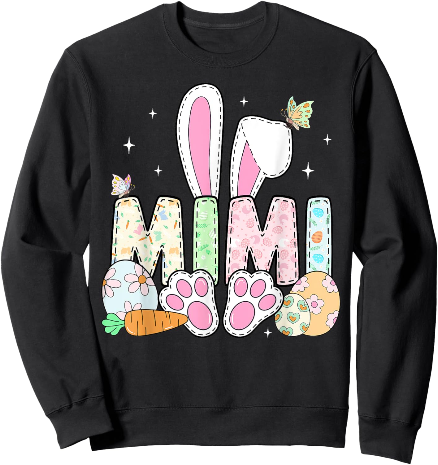 Cute Easter Bunny Mimi Family Matching Easter Day Girls Kids Sweatshirt - Sweatshirt | Black