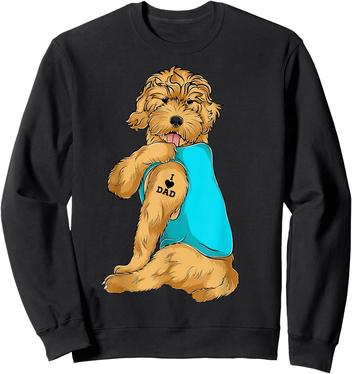 Golden Doodle I Love Dad Tattoo Apparel, Dog Dad Gifts Dads Sweatshirt - Sweatshirt | Black