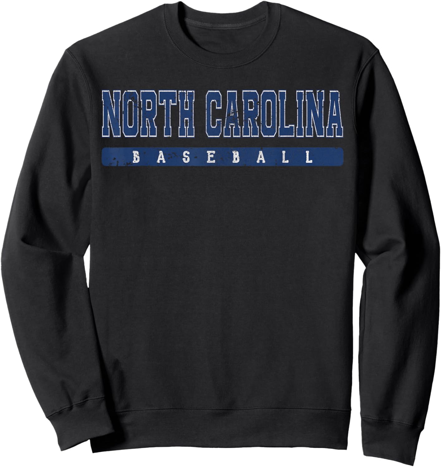 North Carolina Baseball Blue Vintage Text Sweatshirt - Sweatshirt | Black