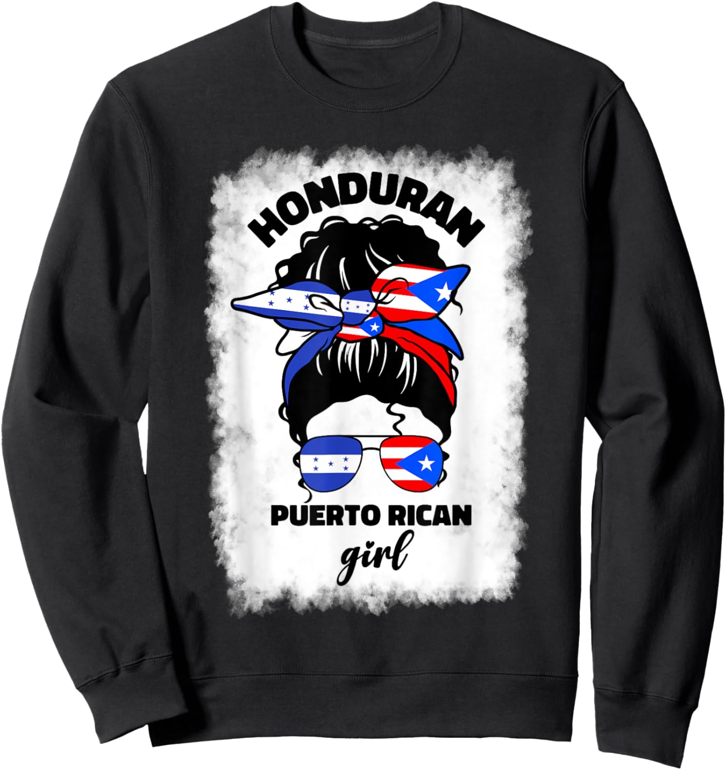 Half Honduran And Puerto Rican Rico Honduras Flag Girl Mix Sweatshirt - Sweatshirt | Black