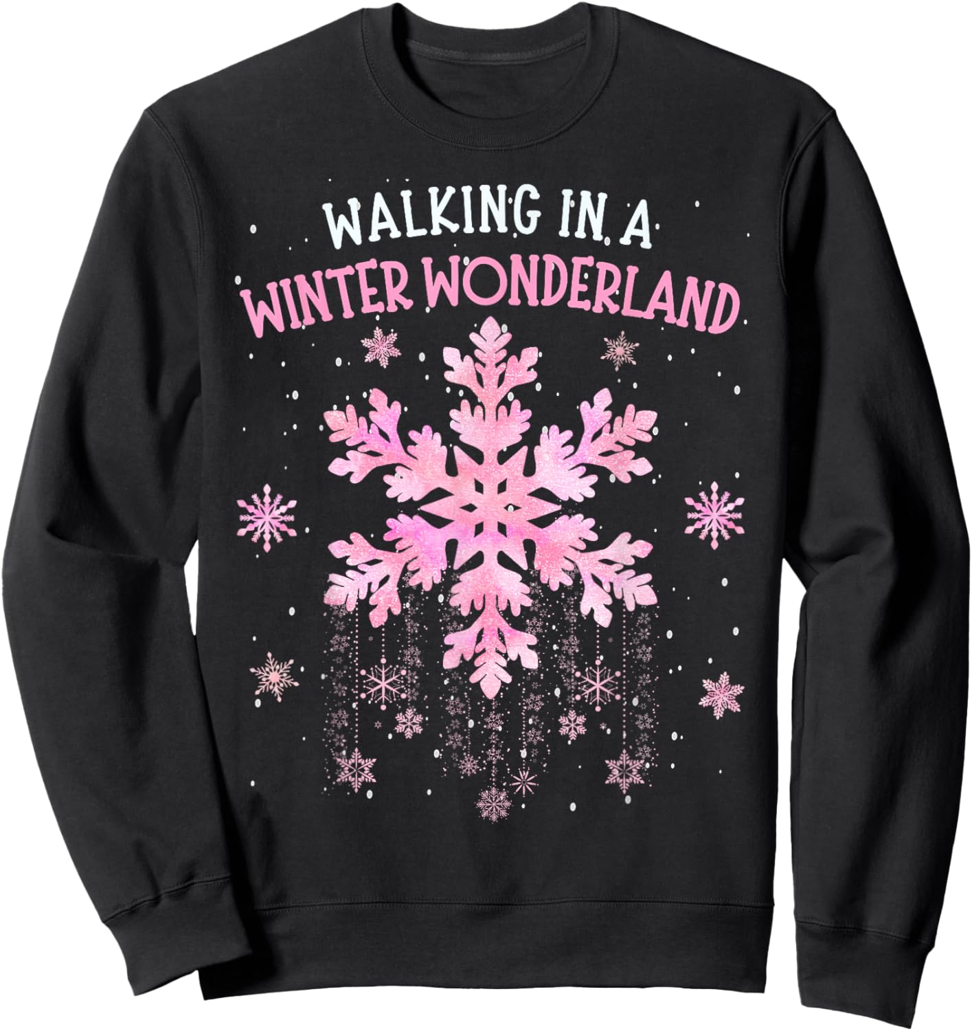 Walking In A Winter Wonderland Tie Dye Snowflake Christmas Sweatshirt - Sweatshirt | Black