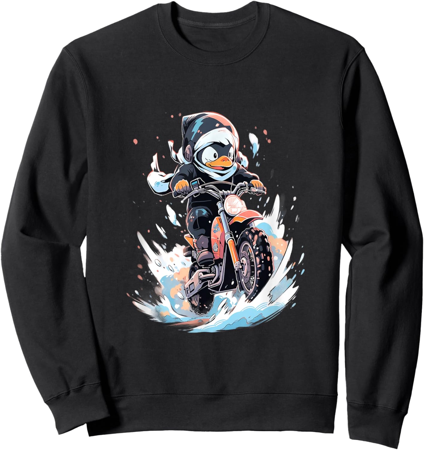 Dirt Bike Penguin Ice Racer Motorcycle Ice Racing Sweatshirt - Sweatshirt | Black