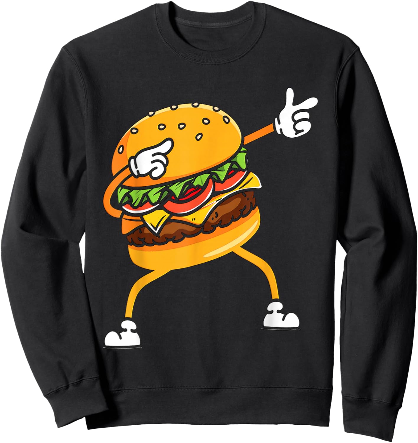Funny Hamburger Dab Art Kids Men Women Cheeseburger Lover Sweatshirt - Sweatshirt | Black
