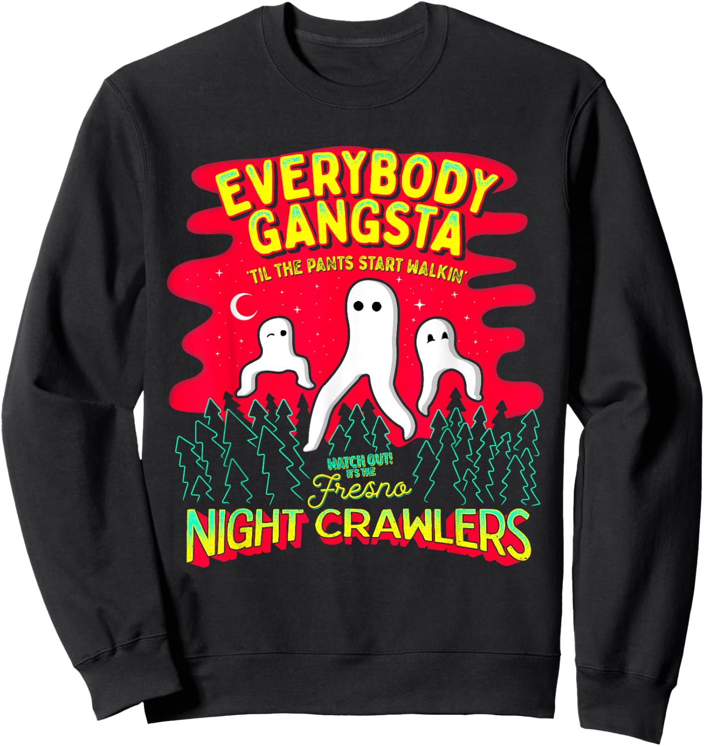 Strangeology Fresno Nightcrawlers Adult - Black, Small - Short Sleeve, Classic Fit - Cryptozoology Meme Sweatshirt - Sweatshirt | Black