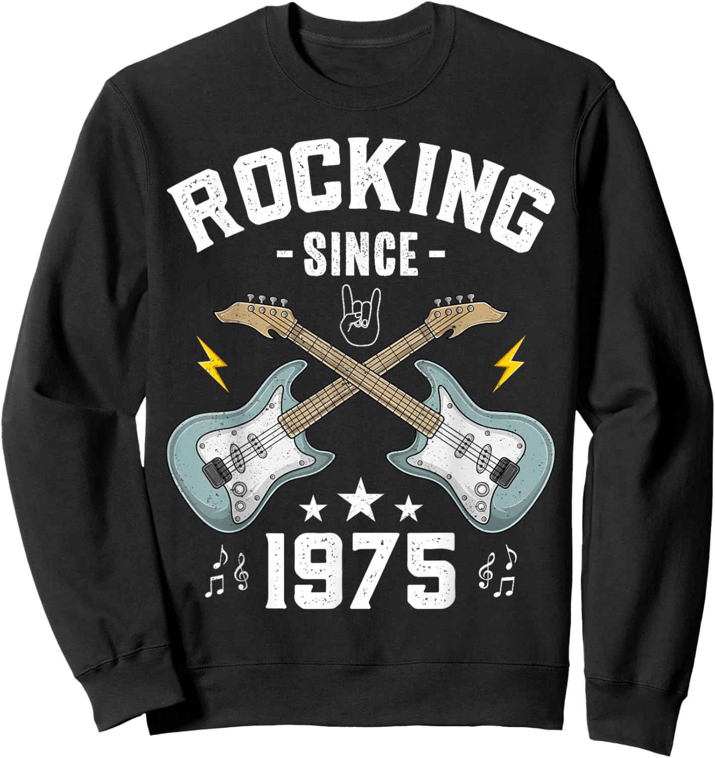 Rocking Since 1975 Vintage Rock Music Guitar 50th Birthday Sweatshirt - Sweatshirt | Black