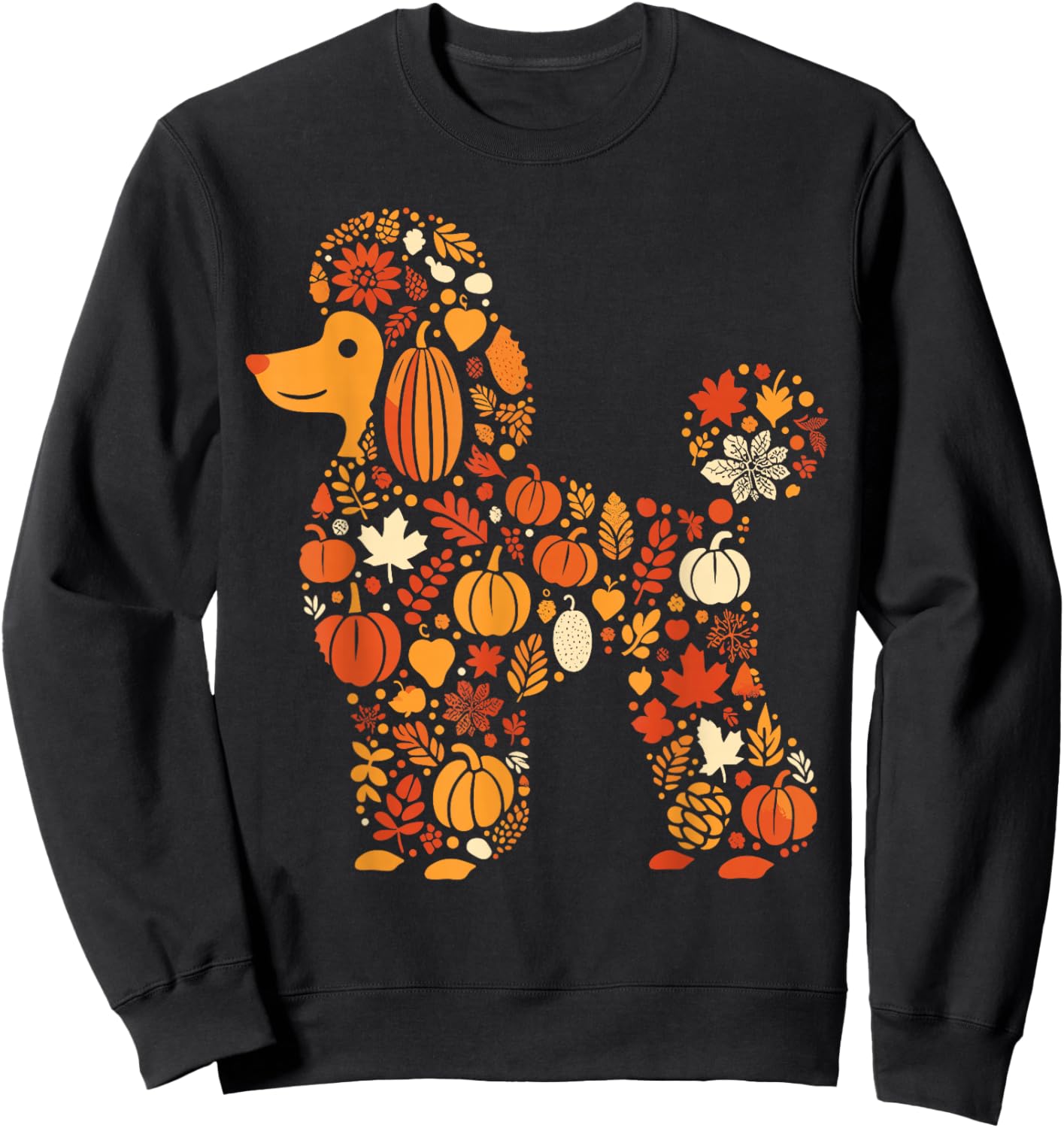 Autumn Pumpkin Fall Poodle Thanksgiving Dog Kids Sweatshirt - Sweatshirt | Black