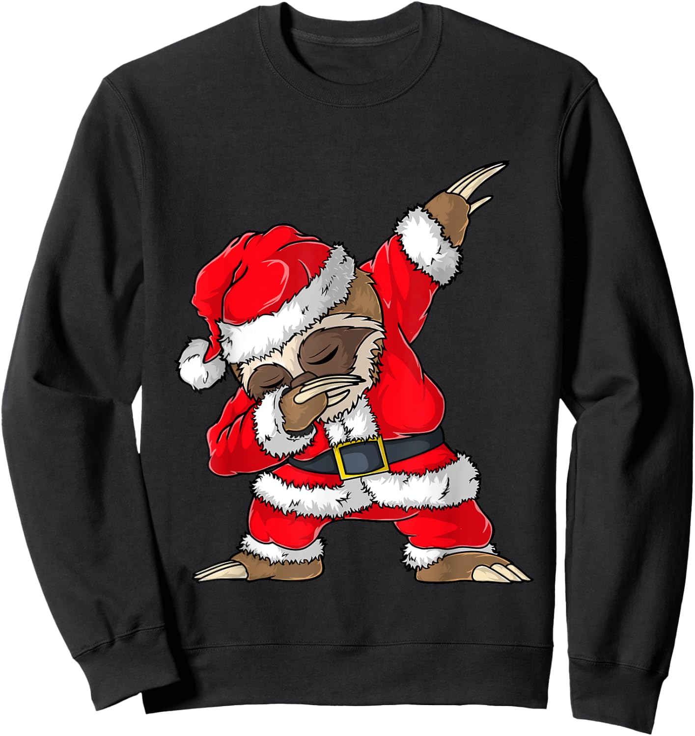 Dabbing Santa Sloth Merry Slothmas Christmas Kids Pajama Sweatshirt - Sweatshirt | Black