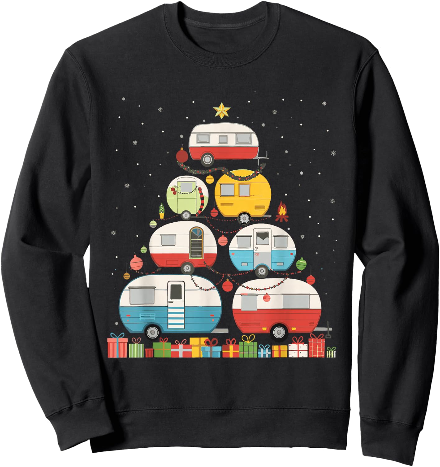 Camping Christmas Tree Sweatshirt - Sweatshirt | Black