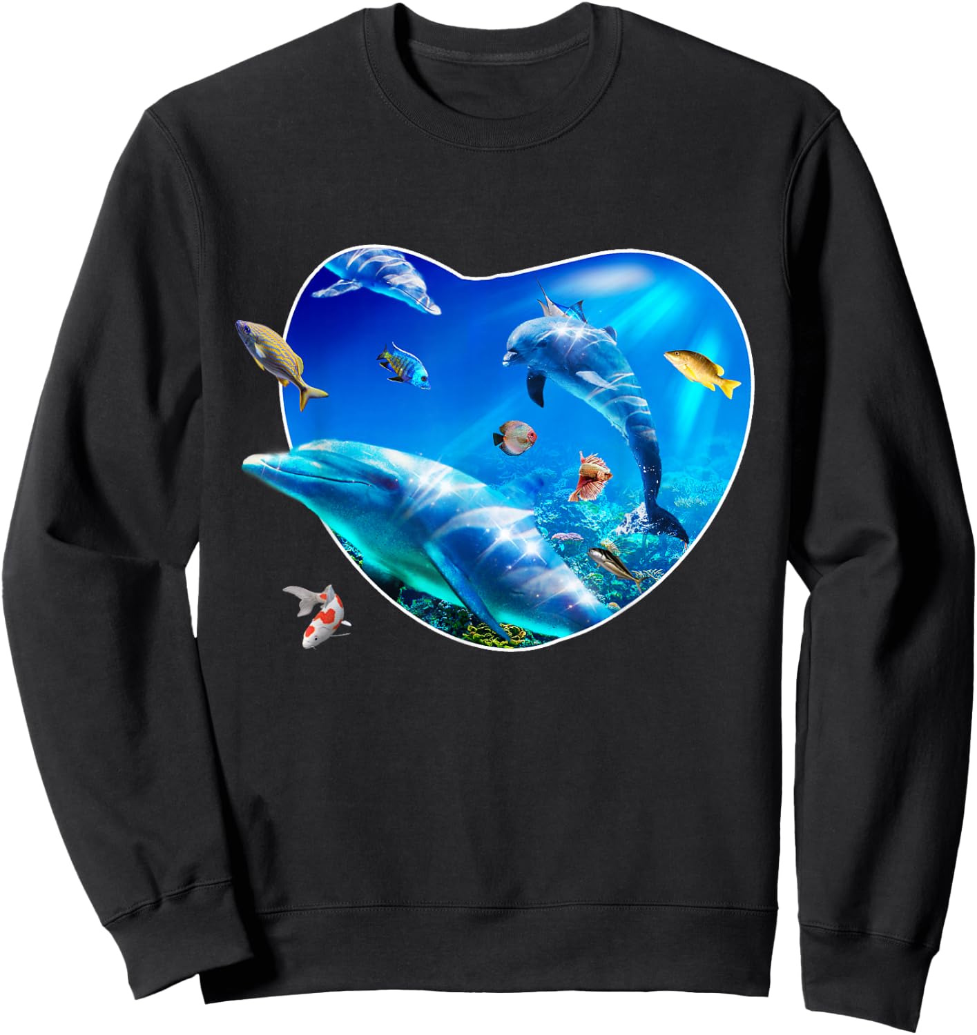 Dolphins Underwater Ocean Dolphin Coral Fish Sweatshirt - Sweatshirt | Black