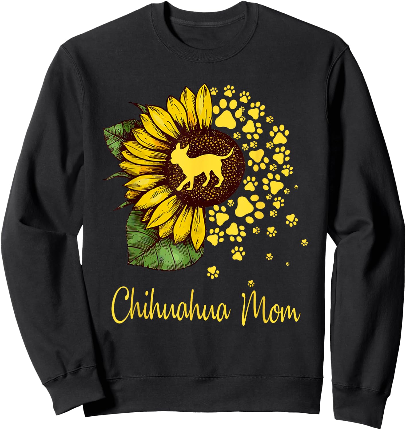 Sunflower Chihuahua Mom Dog Lover Mother’s Day Sweatshirt - Sweatshirt | Black